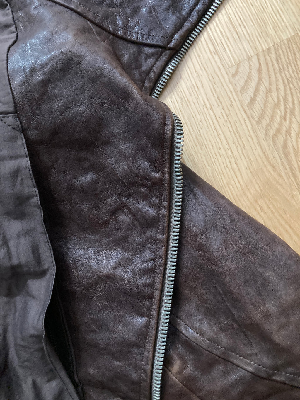 F/W 09 "CRUST" Hammered Lamb Bauhaus Leather Jacket w. Layered Back in Bitter