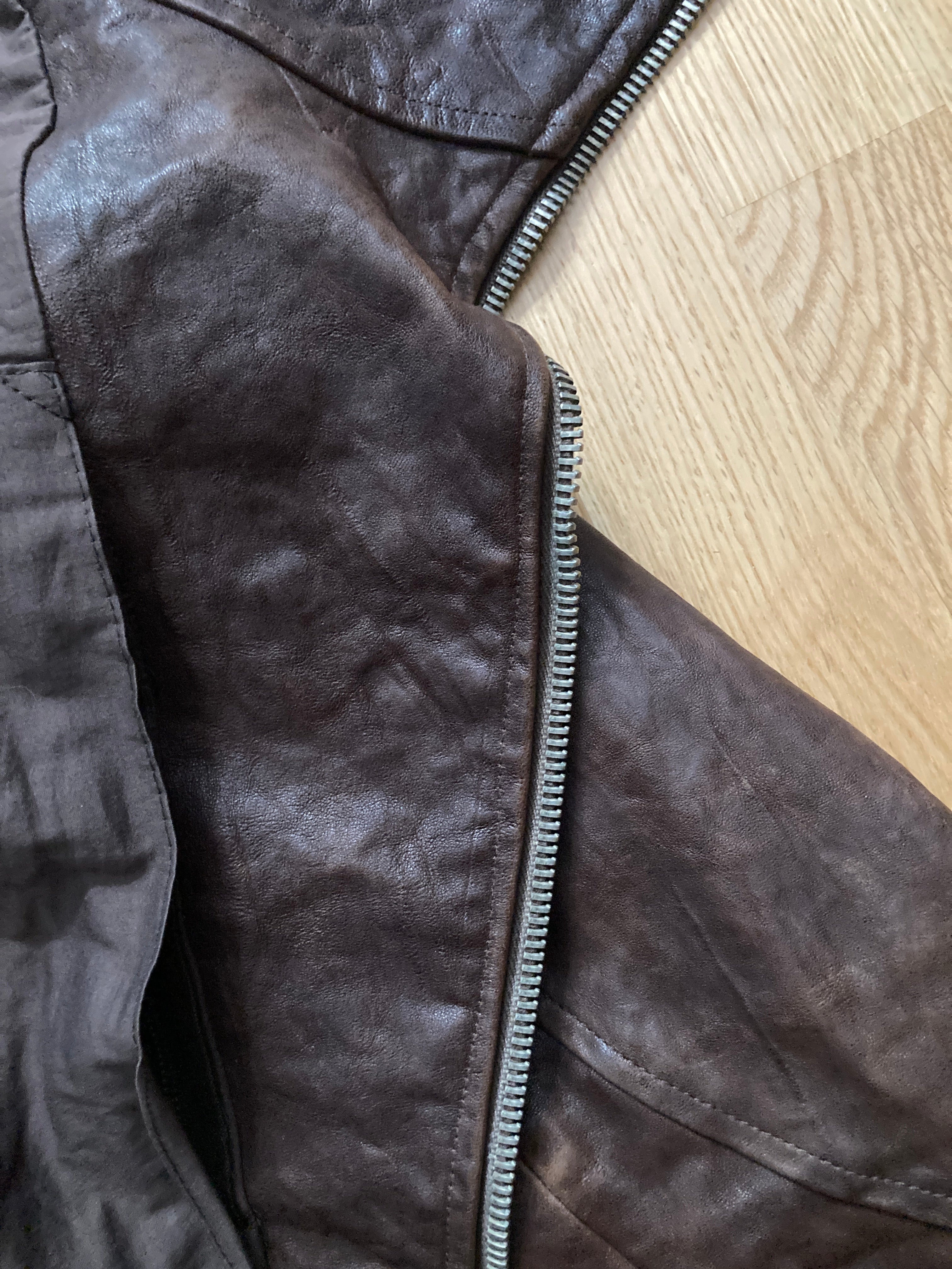 F/W 09 "CRUST" Hammered Lamb Bauhaus Leather Jacket w. Layered Back in Bitter