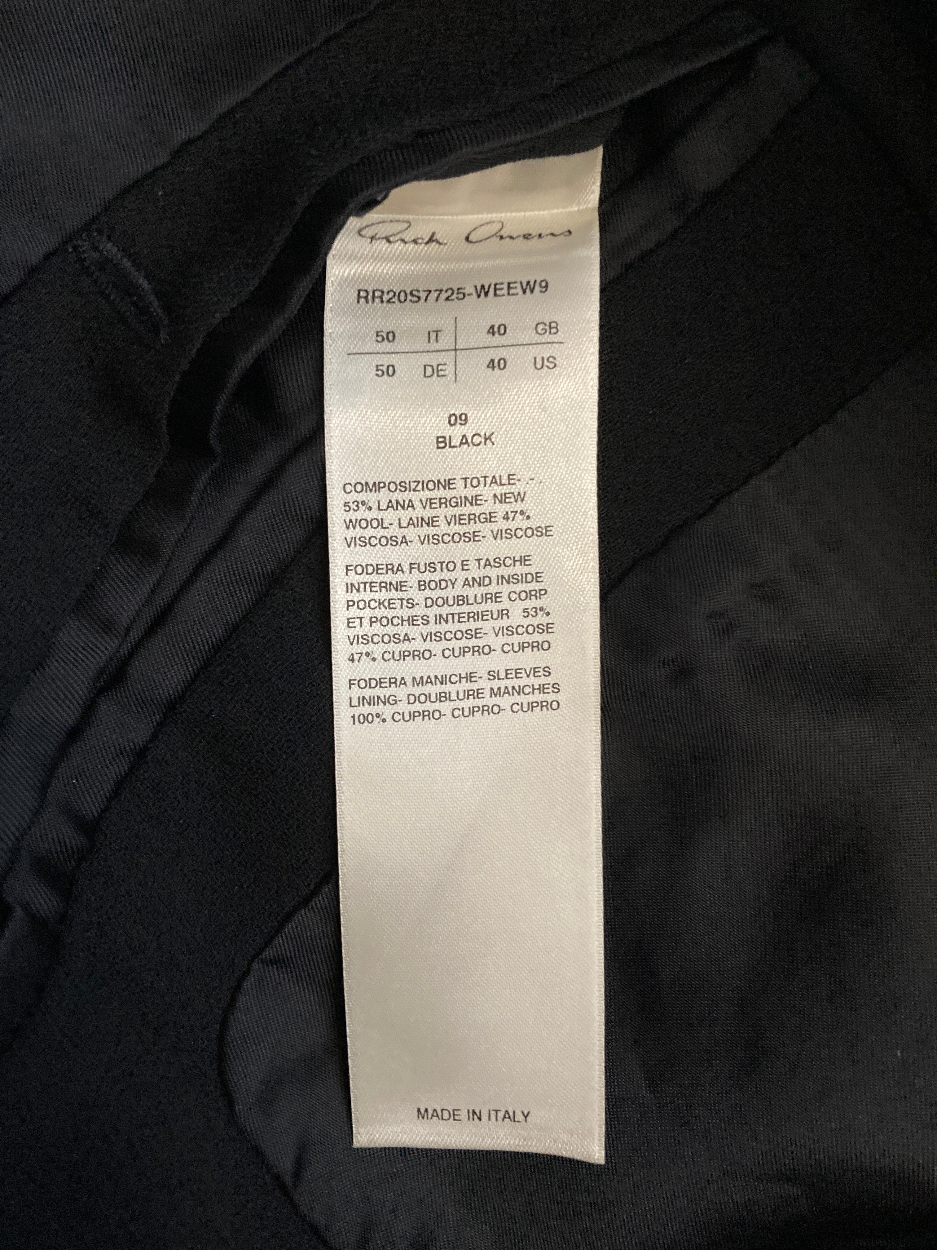 S/S 20 “TECUATL” Runway Tatlin Light Wool Blazer Rick Owens