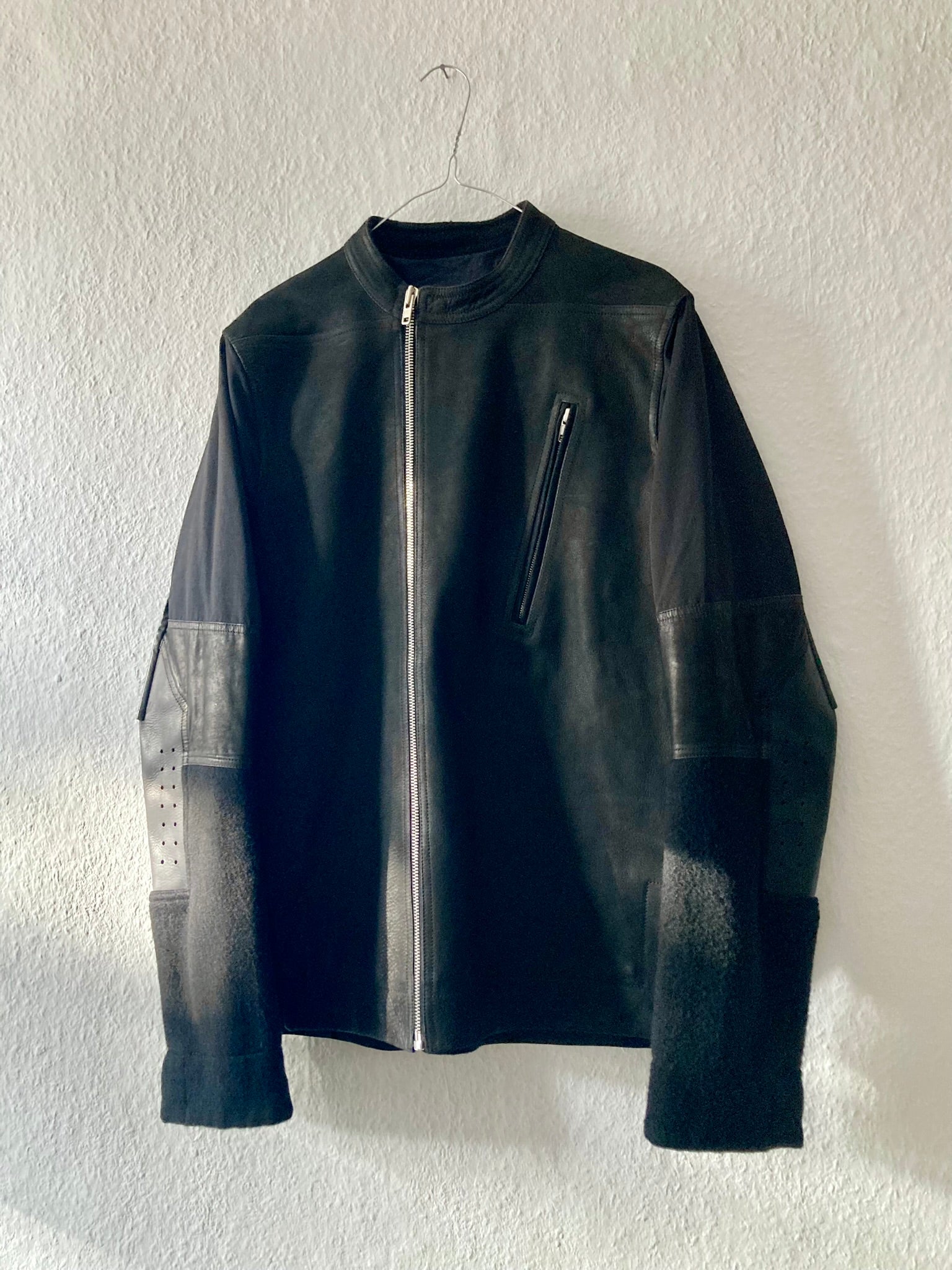 F/W 14 "MOODY" Runway Cashmere & Down-Filled Fencing Leather Jacket in Black Size 52/L