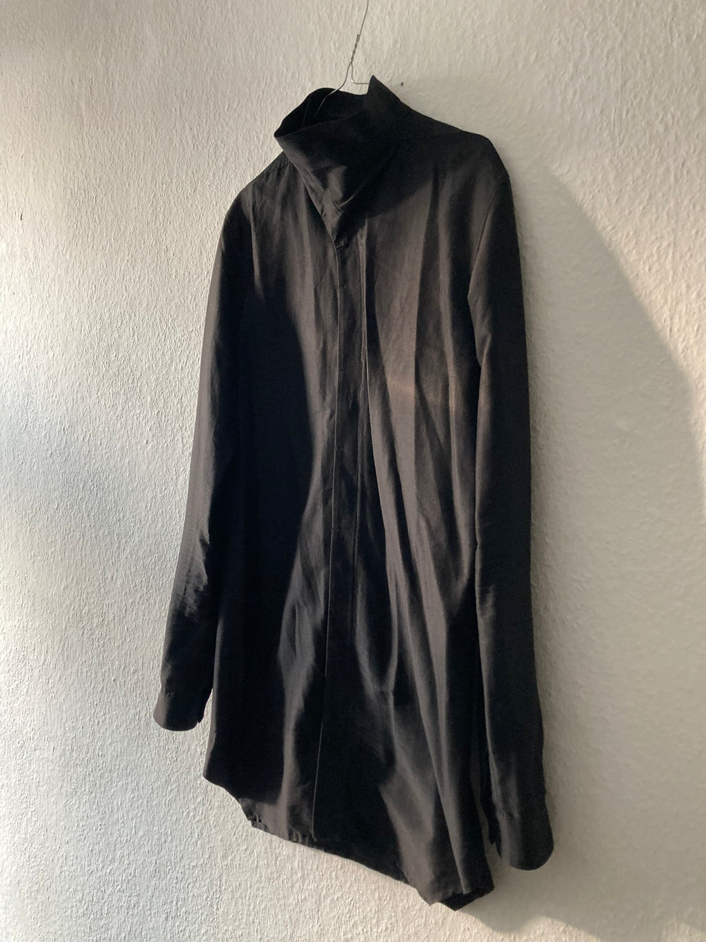 F/W 13 "PLINTH" Silk & Cotton Runway High-Neck Shirt in Black Size 50/M