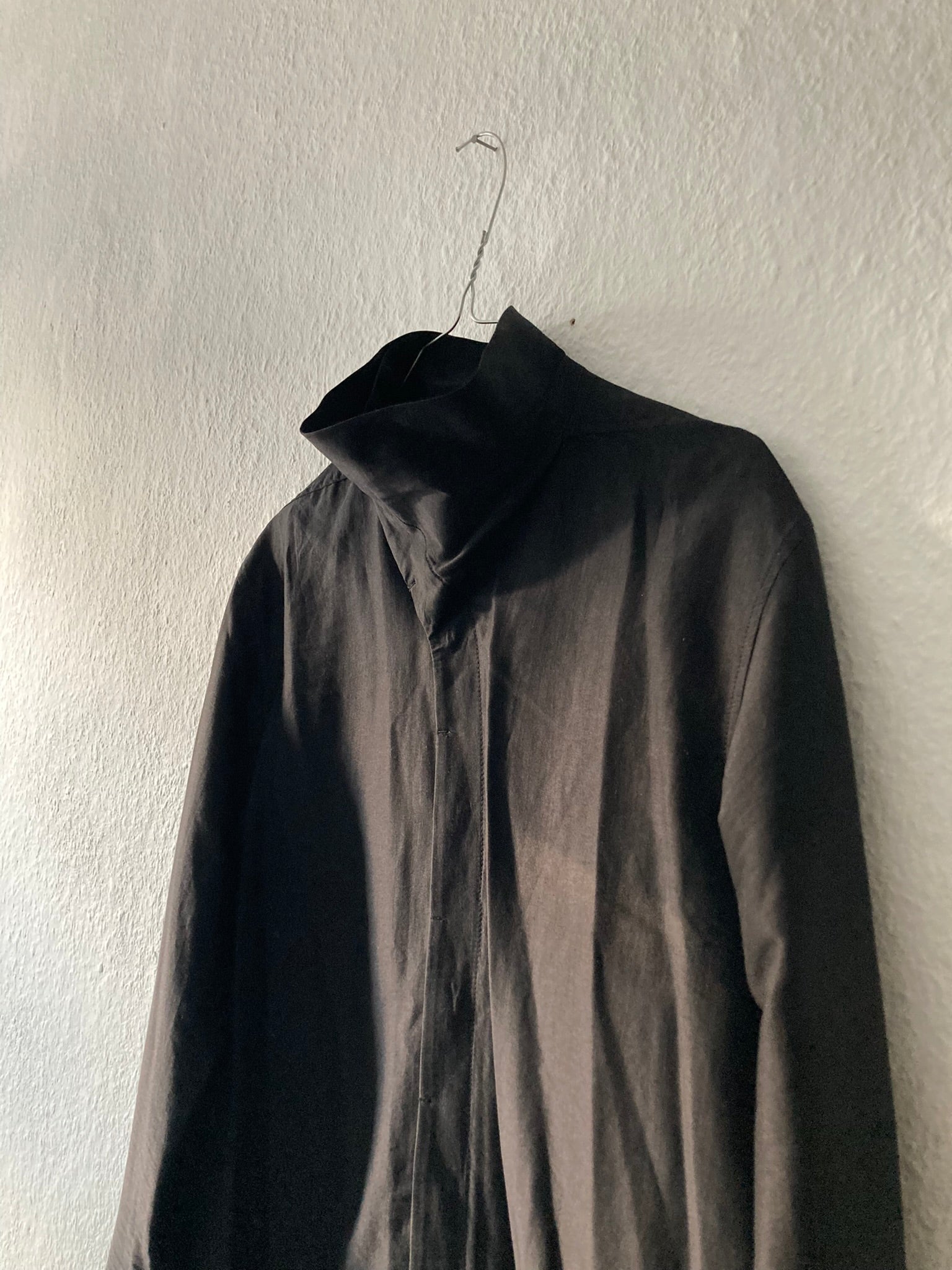 F/W 13 "PLINTH" Silk & Cotton Runway High-Neck Shirt in Black Size 50/M