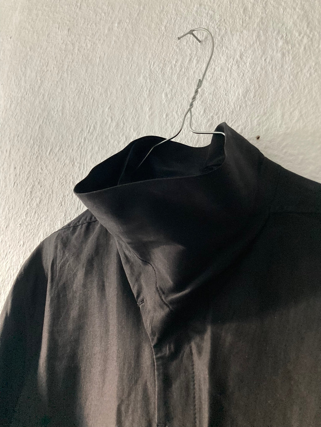 F/W 13 "PLINTH" Silk & Cotton Runway High-Neck Shirt in Black Size 50/M