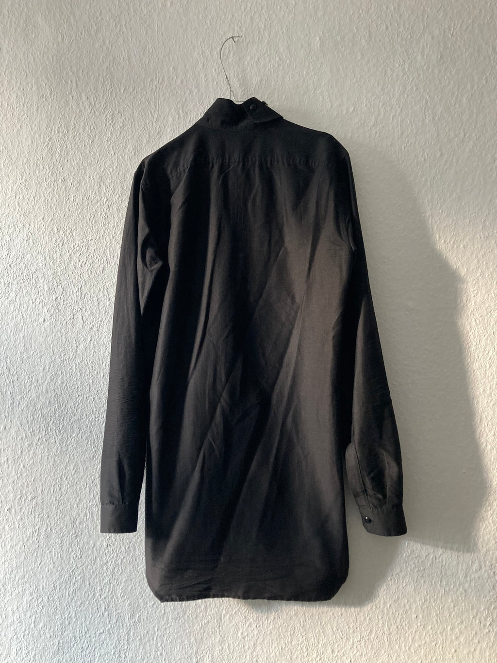 F/W 13 "PLINTH" Silk & Cotton Runway High-Neck Shirt in Black Size 50/M