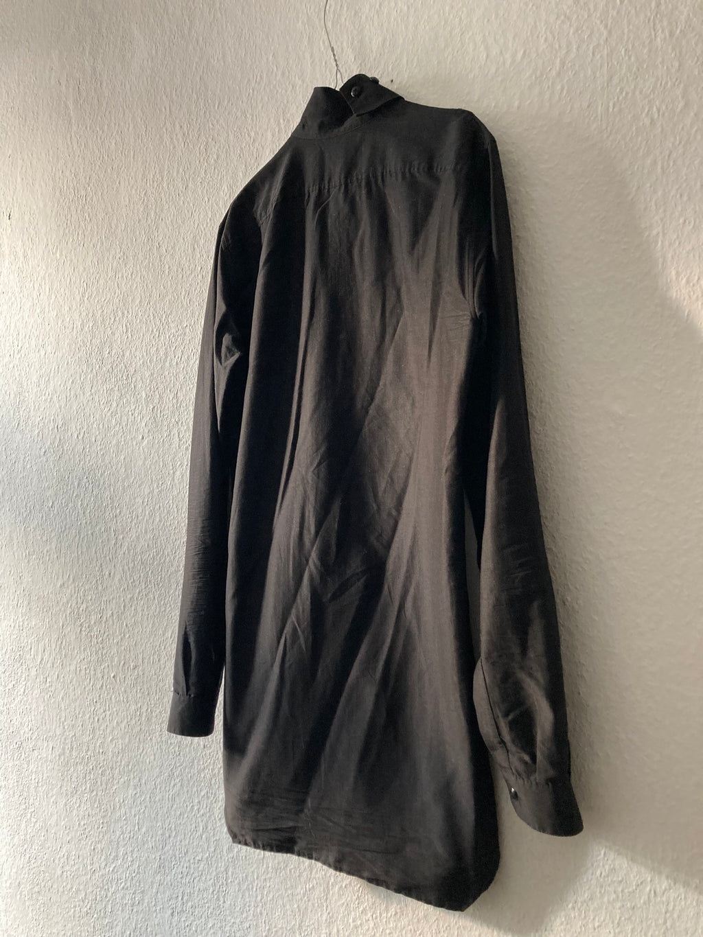 F/W 13 "PLINTH" Silk & Cotton Runway High-Neck Shirt in Black Size 50/M