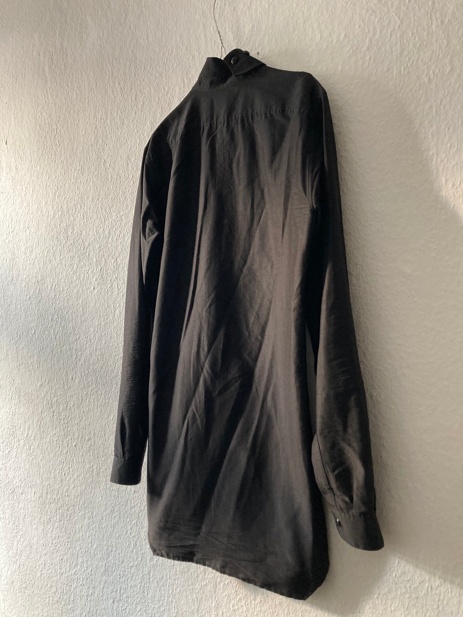 F/W 13 "PLINTH" Silk & Cotton Runway High-Neck Shirt in Black Size 50/M