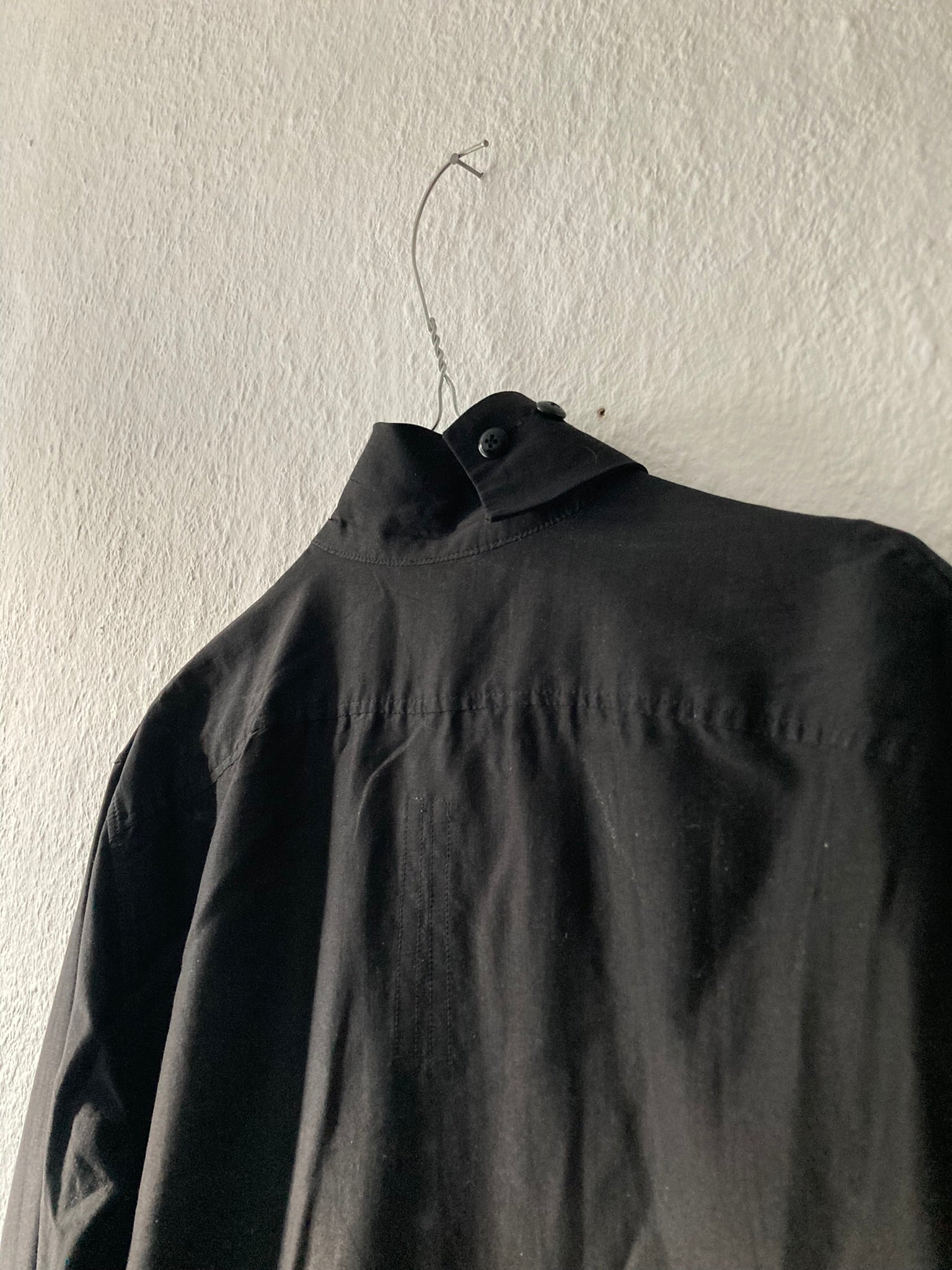 F/W 13 "PLINTH" Silk & Cotton Runway High-Neck Shirt in Black Size 50/M