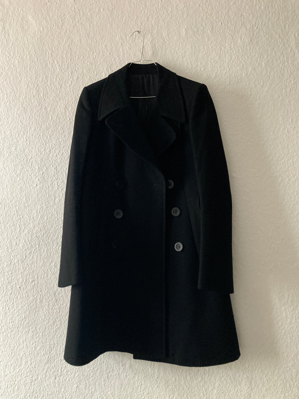 F/W 07 "EXPLODER" Black Cashmere & Wool Officer Coat Rick Owens M