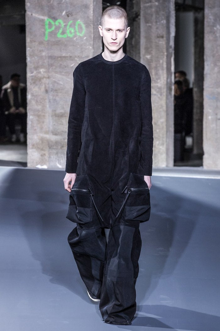 F/W 16 "MASTODON" Runway Pannier Cargo Down Puffer Coat in Black Size 50/M