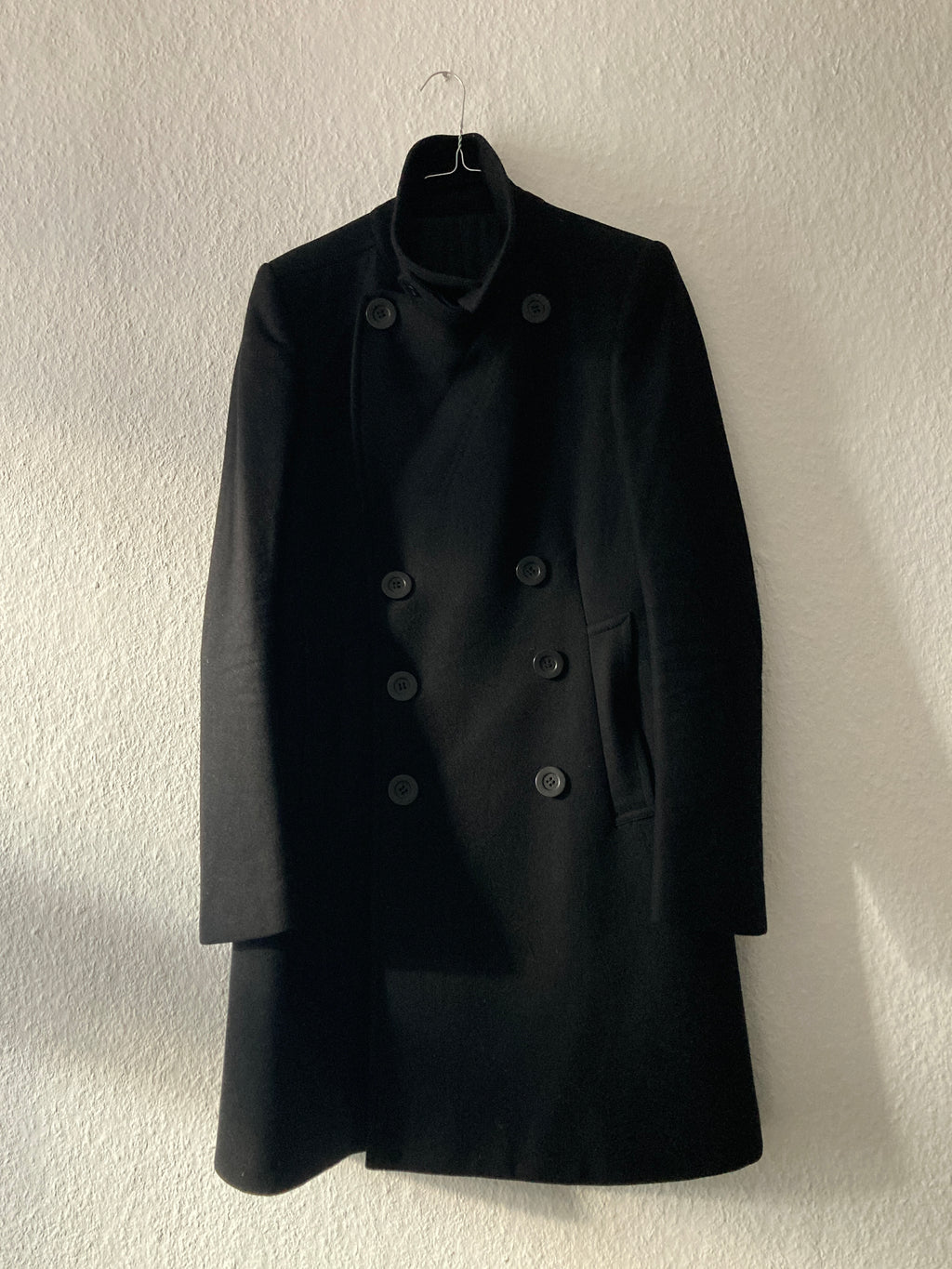 F/W 07 "EXPLODER" Black Cashmere & Wool Officer Coat Rick Owens M