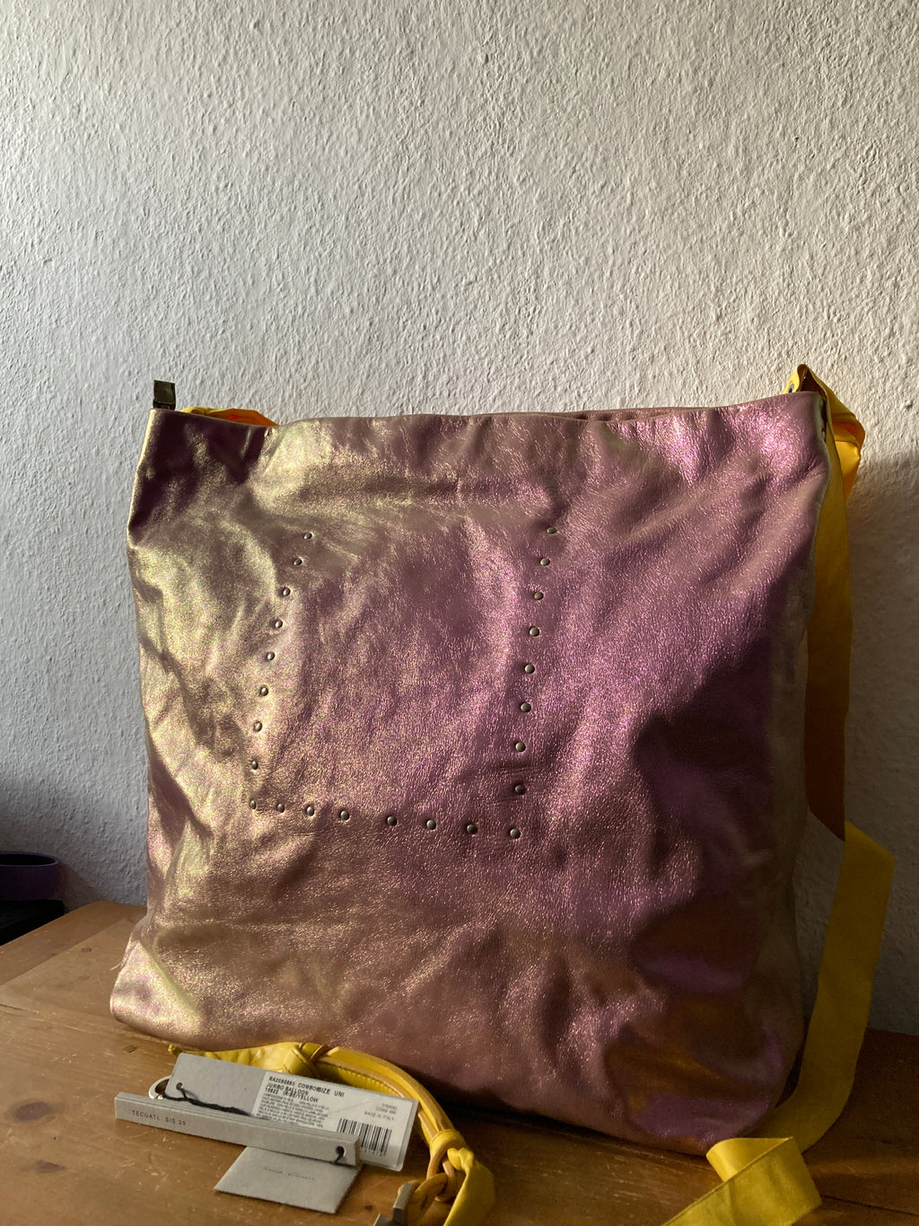 S/S 20 "TECUATL" Iridescent Leather Jumbo Balloon Bag Rick Owens