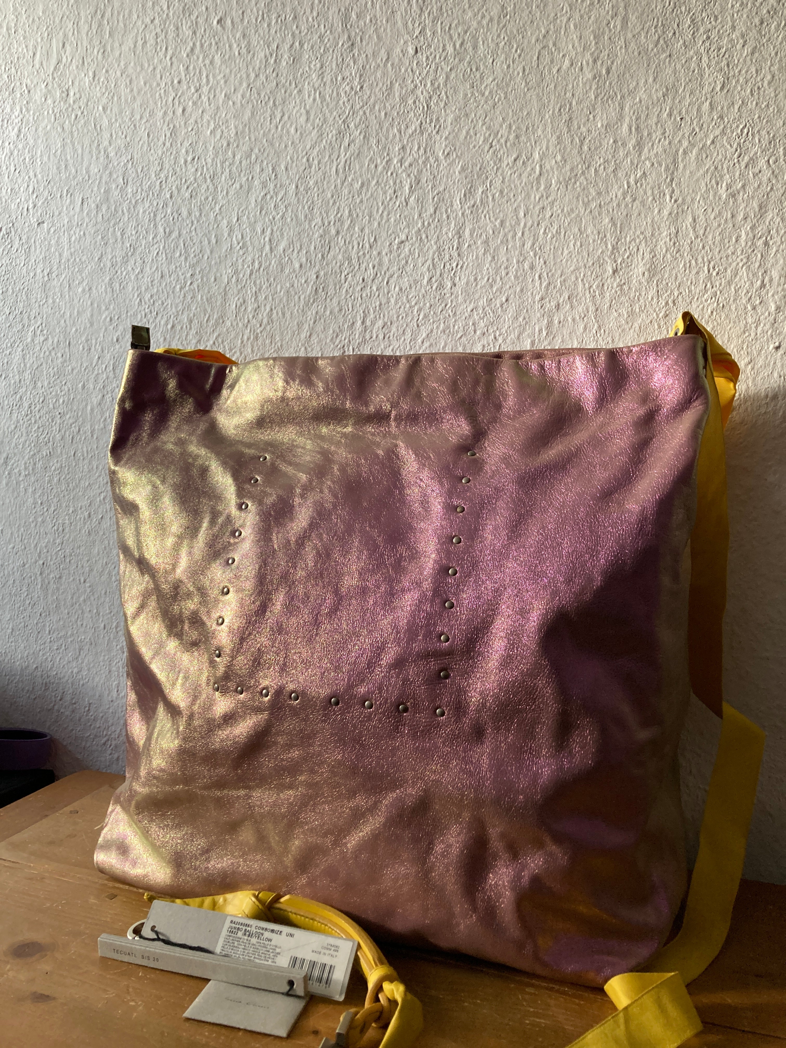 S/S 20 "TECUATL" Iridescent Leather Jumbo Balloon Bag Rick Owens