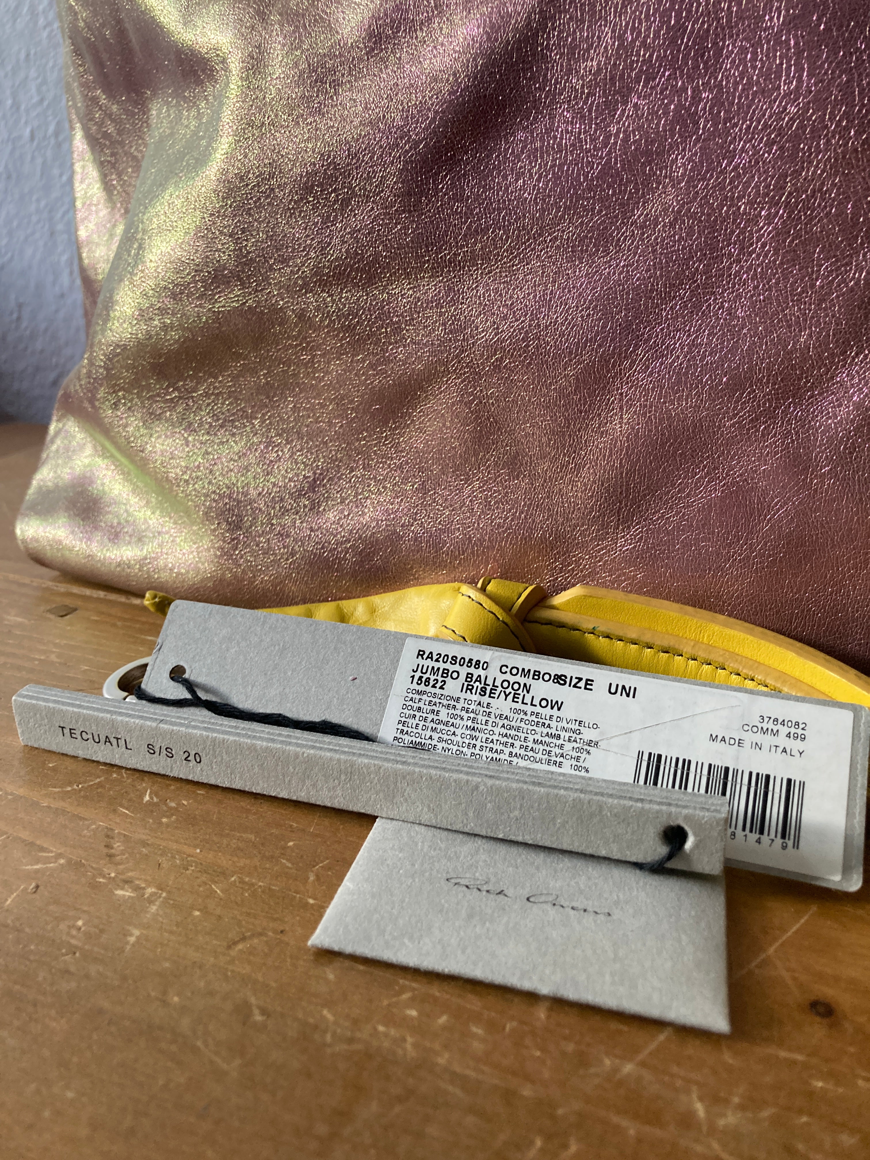 S/S 20 "TECUATL" Iridescent Leather Jumbo Balloon Bag Rick Owens