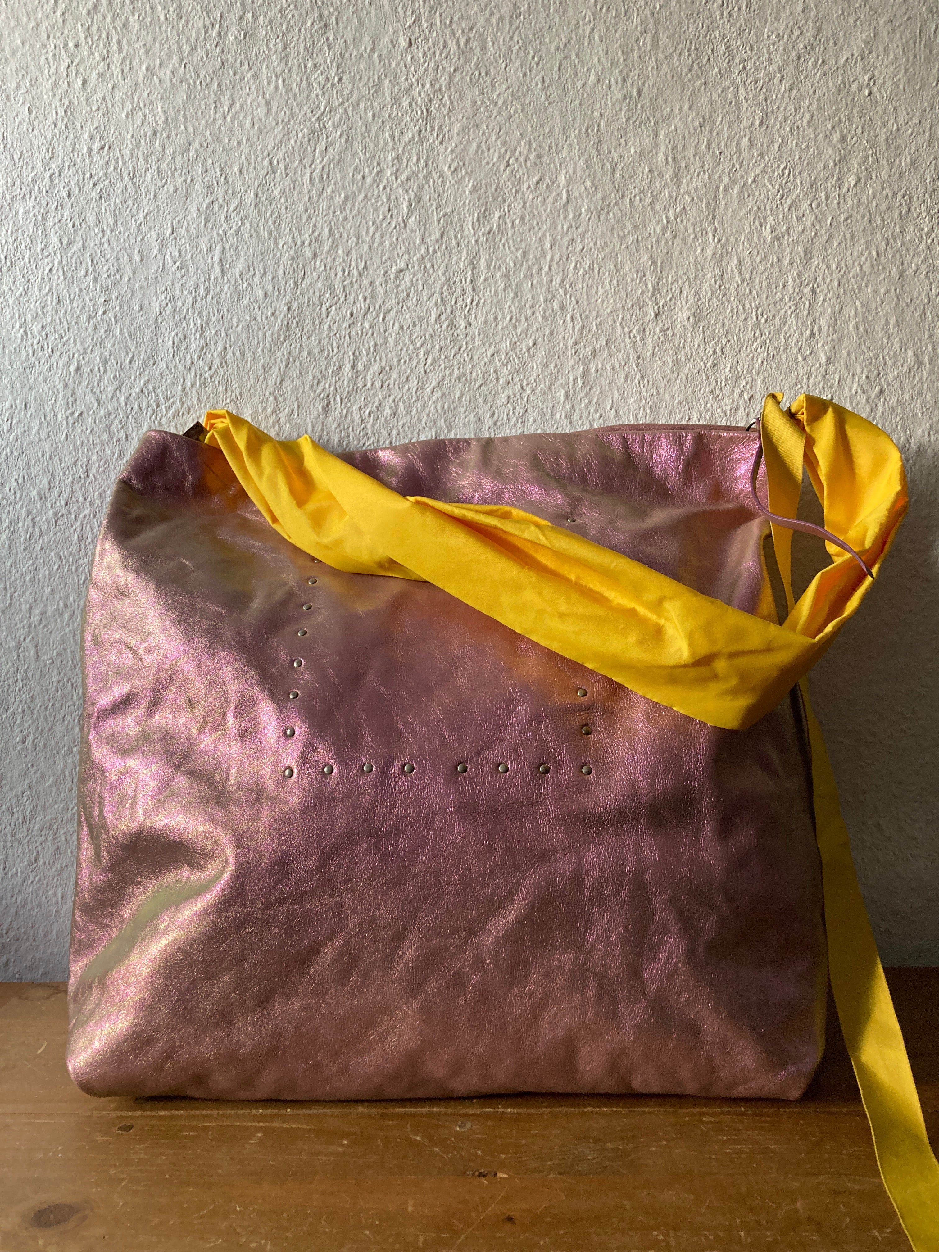 S/S 20 "TECUATL" Iridescent Leather Jumbo Balloon Bag Rick Owens