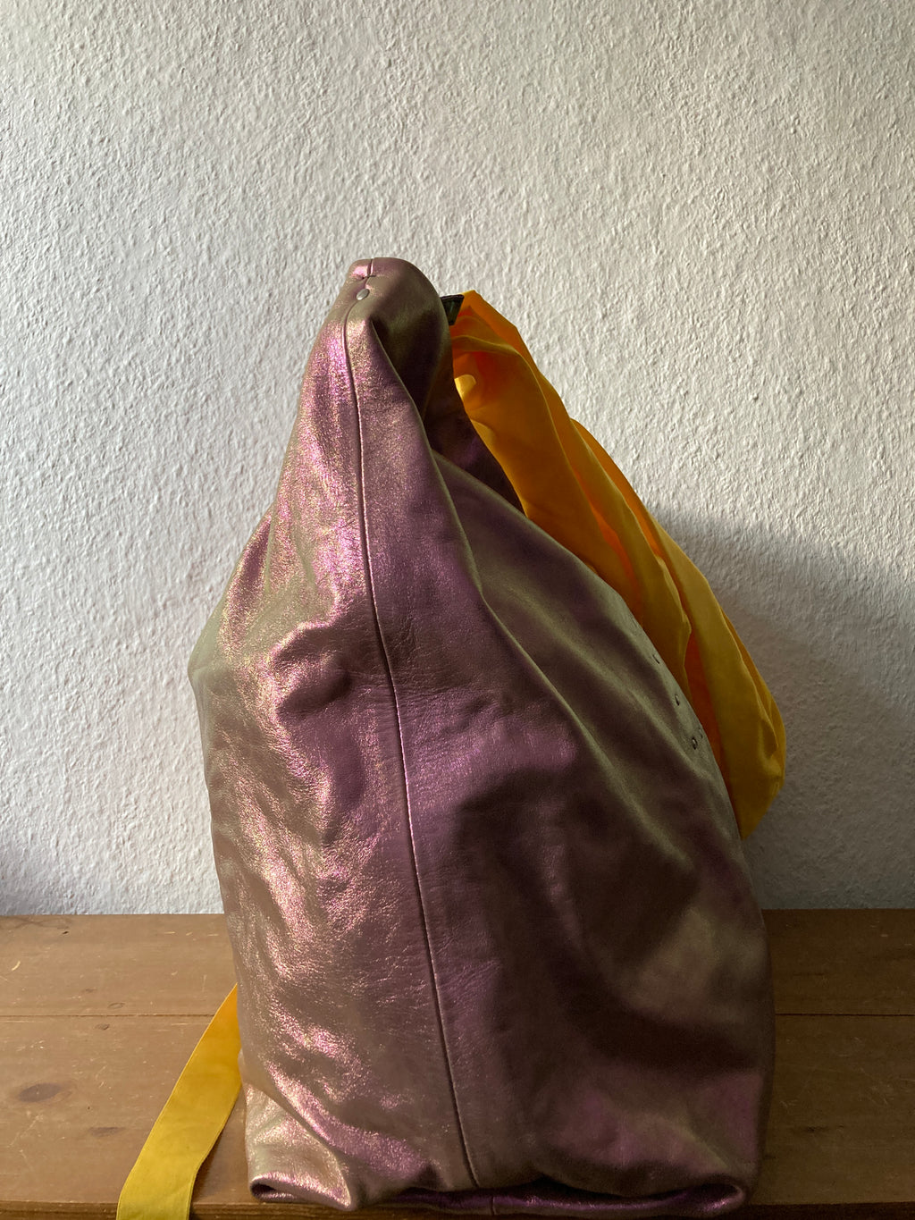 S/S 20 "TECUATL" Iridescent Leather Jumbo Balloon Bag Rick Owens