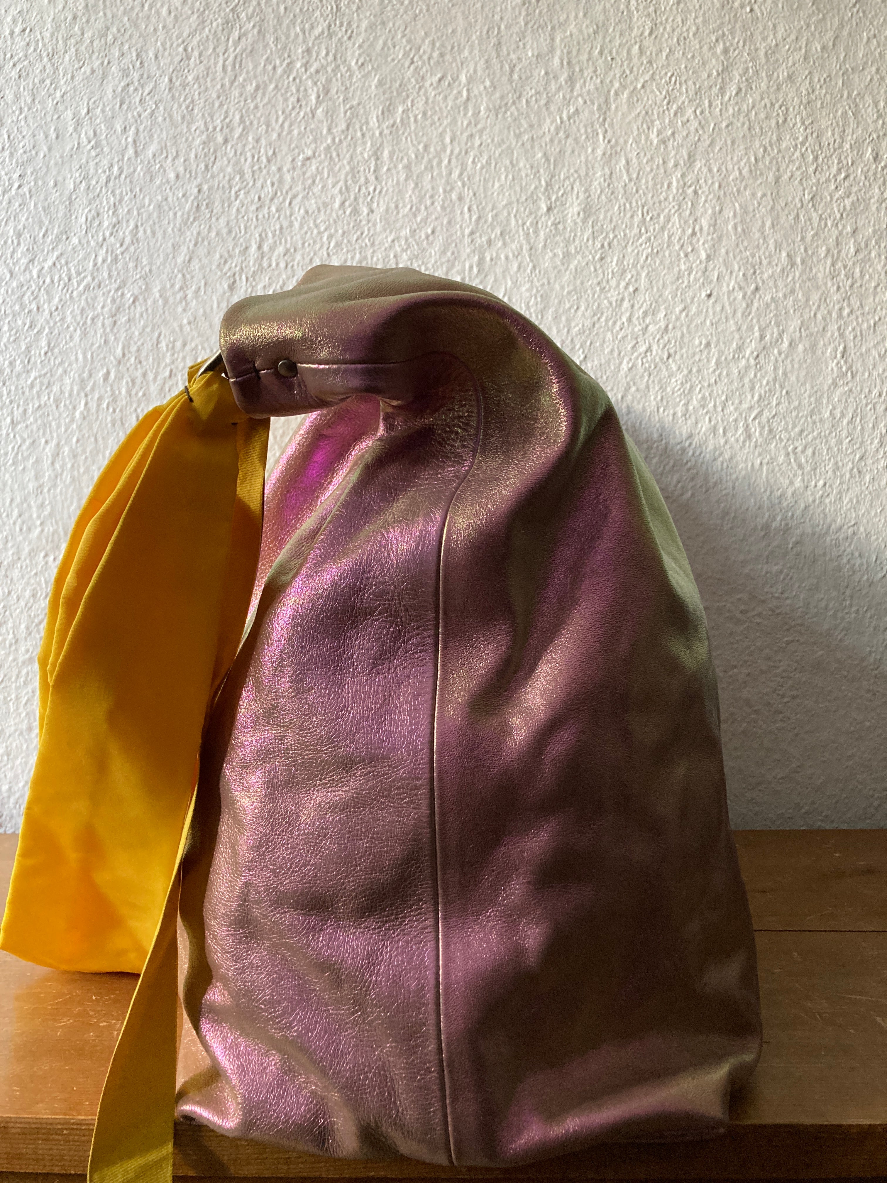 S/S 20 "TECUATL" Iridescent Leather Jumbo Balloon Bag Rick Owens