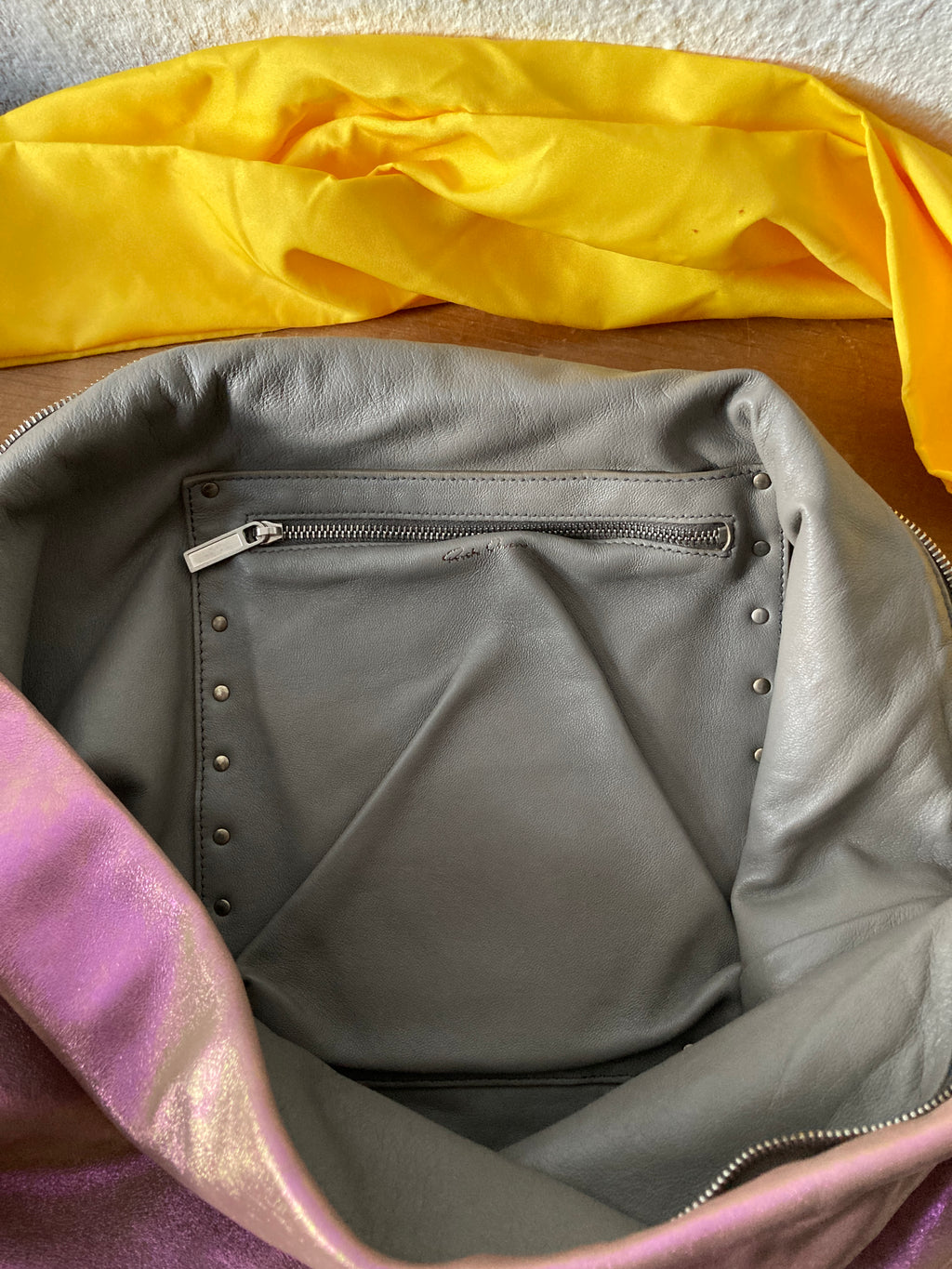S/S 20 "TECUATL" Iridescent Leather Jumbo Balloon Bag Rick Owens