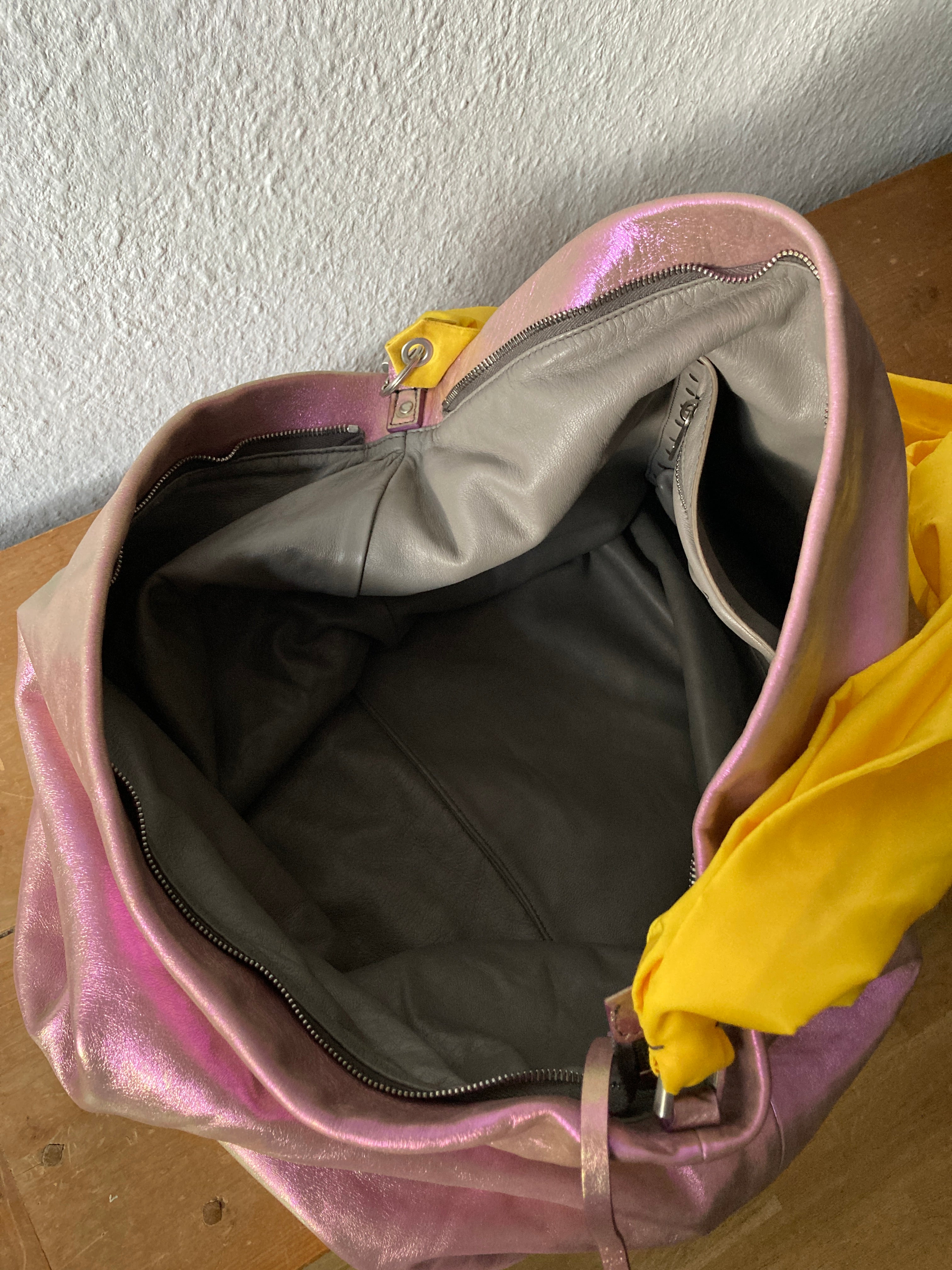 S/S 20 "TECUATL" Iridescent Leather Jumbo Balloon Bag Rick Owens