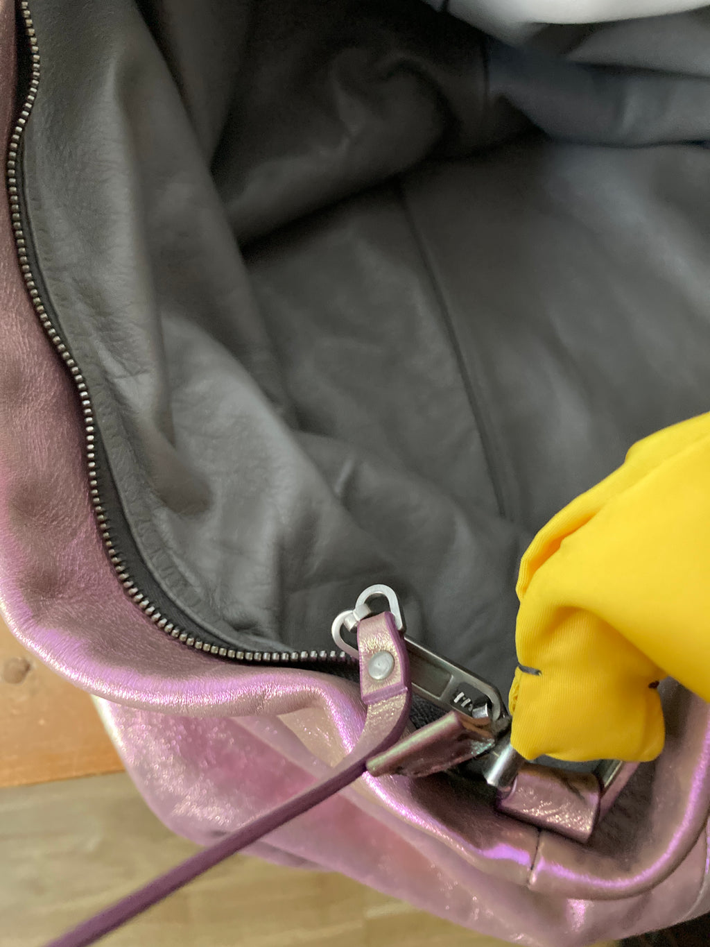 S/S 20 "TECUATL" Iridescent Leather Jumbo Balloon Bag Rick Owens