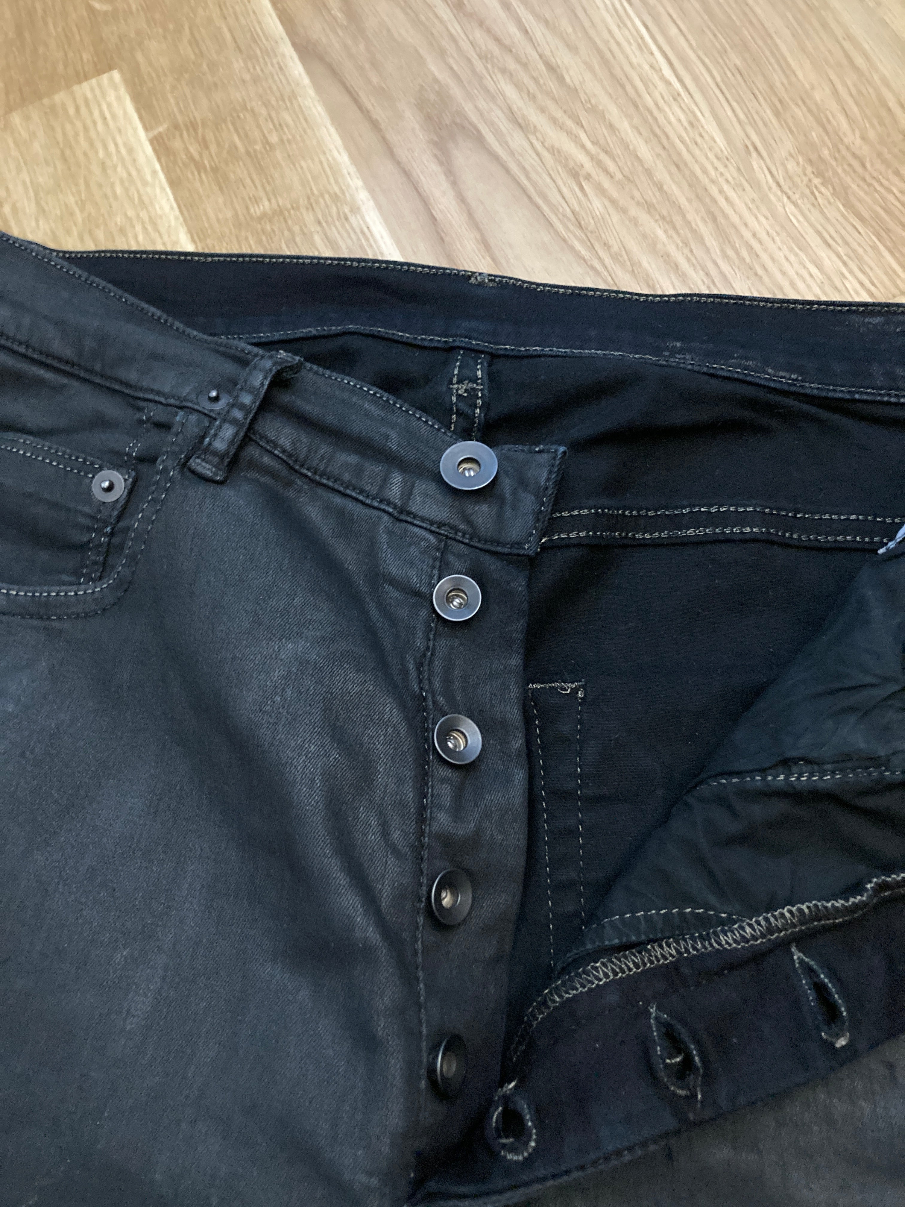 F/W 16 "MASTODON" Waxed Torrence Cut Denim Jeans Rick Owens