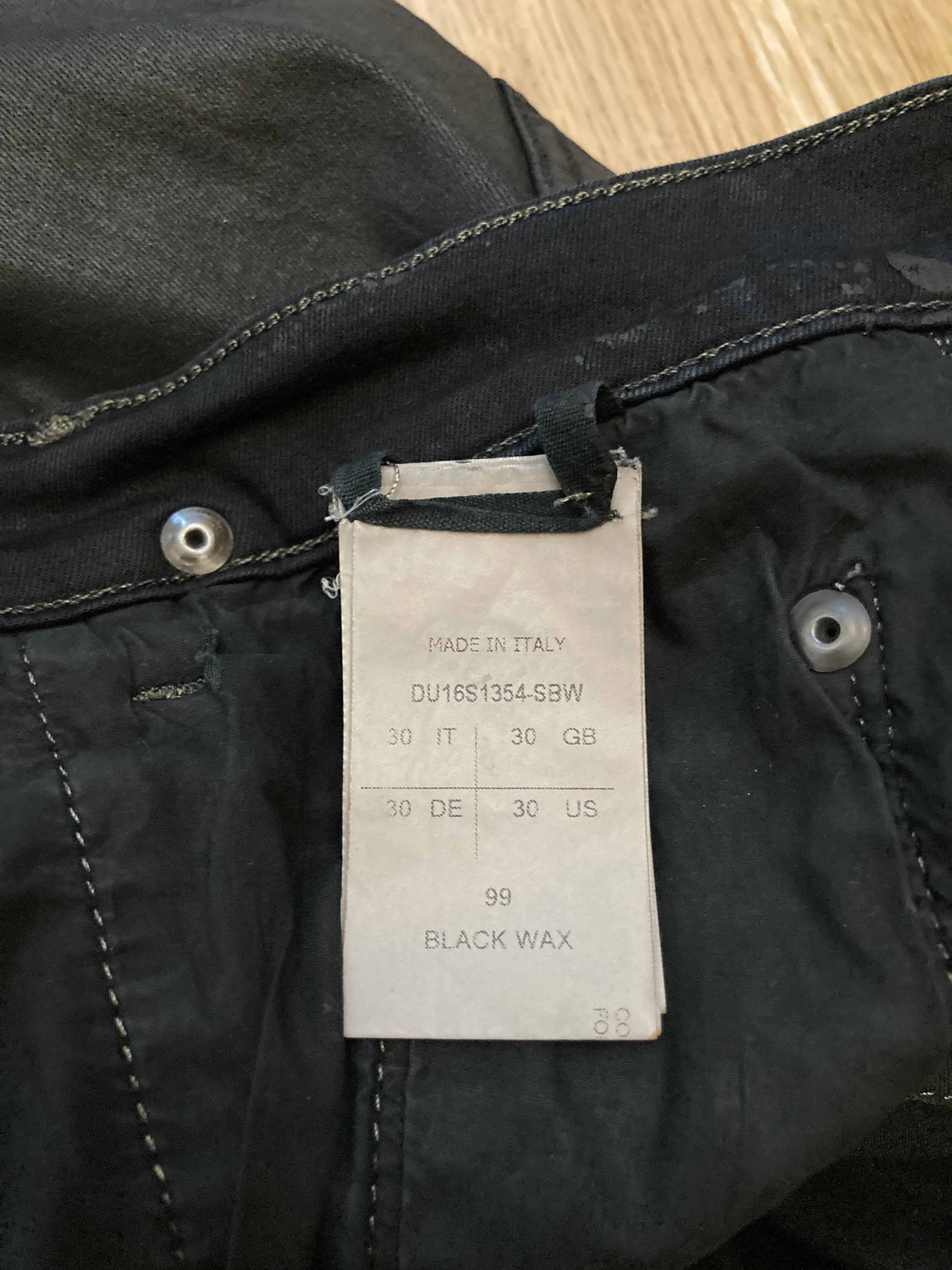 F/W 16 "MASTODON" Waxed Torrence Cut Denim Jeans Rick Owens