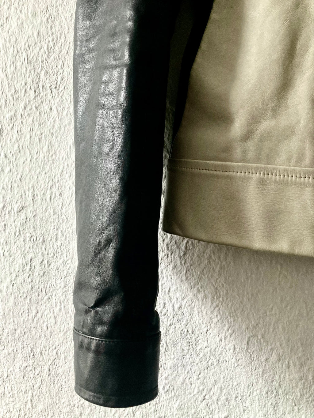 S/S 12 "NASKA" Café Racer Calf Leather Biker Jacket in Black & Pearl Size 50/M