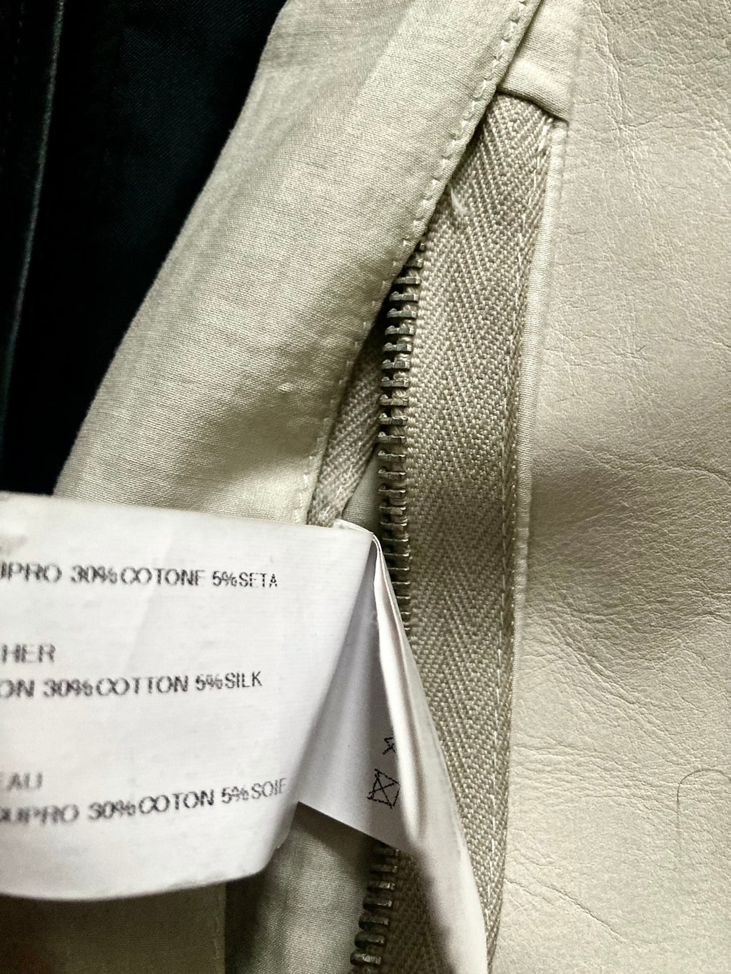 S/S 12 "NASKA" Café Racer Calf Leather Biker Jacket in Black & Pearl Size 50/M