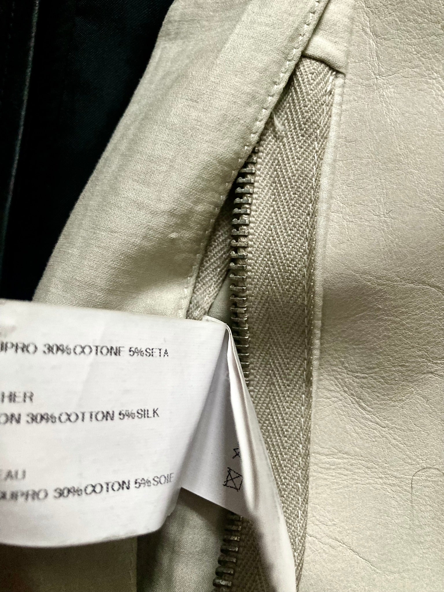 S/S 12 "NASKA" Café Racer Calf Leather Biker Jacket in Black & Pearl Size 50/M