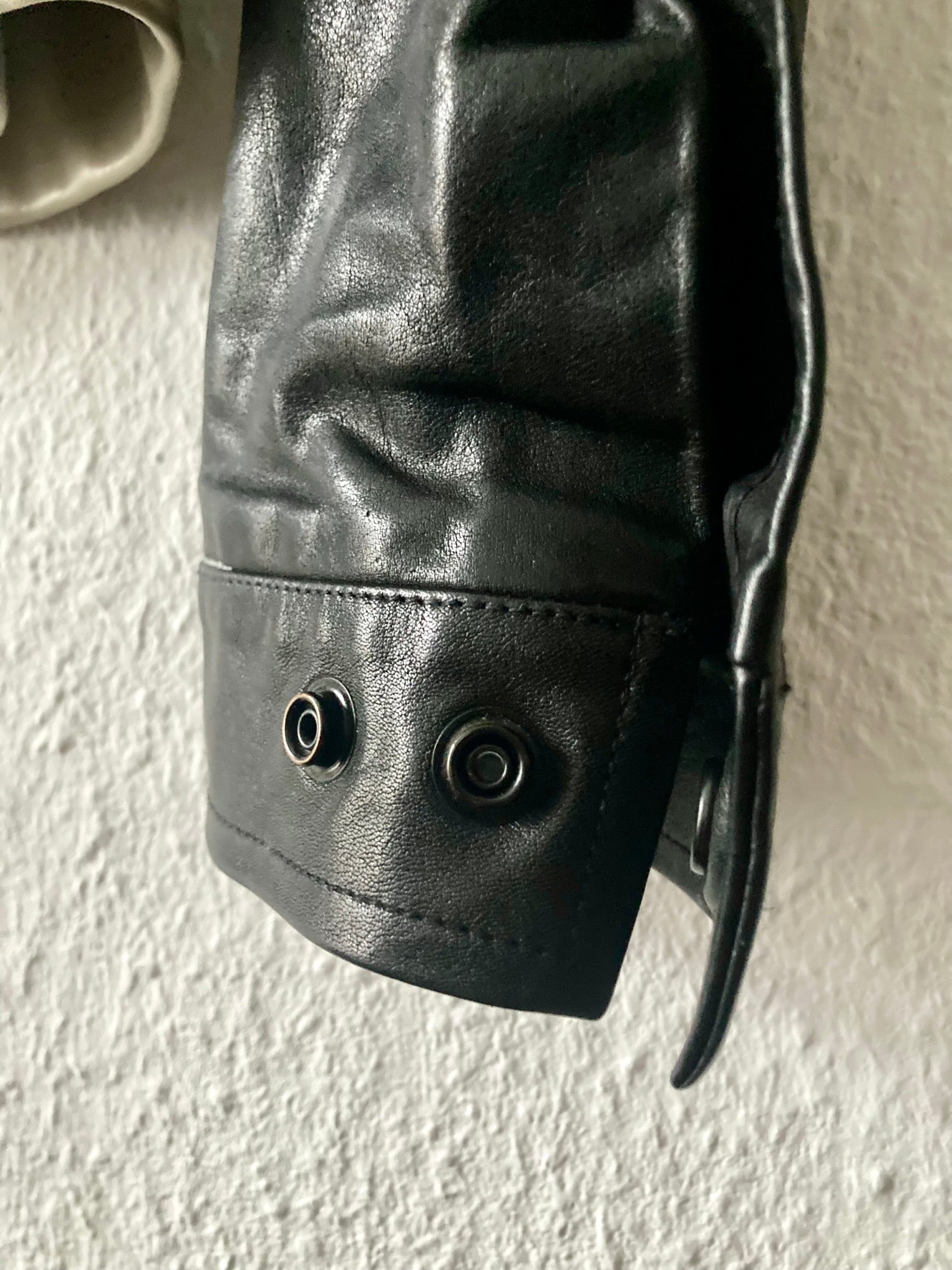 S/S 12 "NASKA" Café Racer Calf Leather Biker Jacket in Black & Pearl Size 50/M