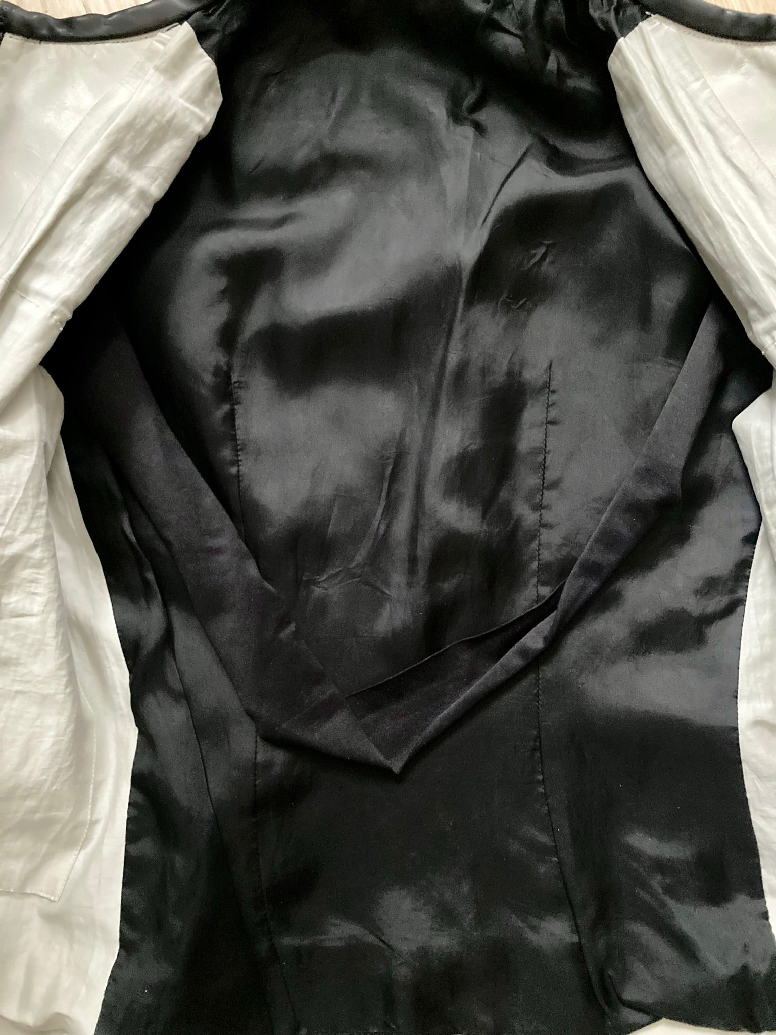 S/S 12 "NASKA" Café Racer Calf Leather Biker Jacket in Black & Pearl Size 50/M