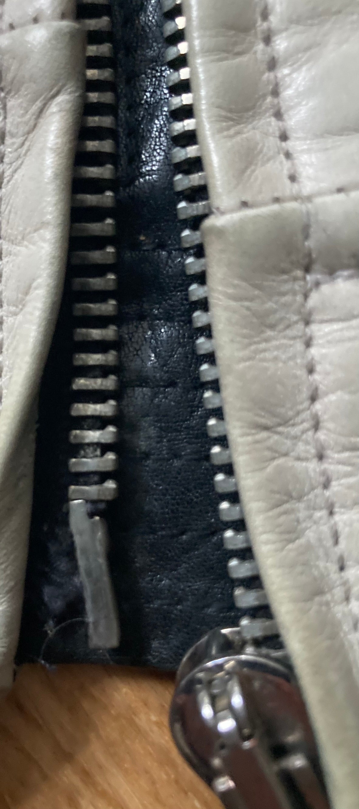 S/S 12 "NASKA" Café Racer Calf Leather Biker Jacket in Black & Pearl Size 50/M