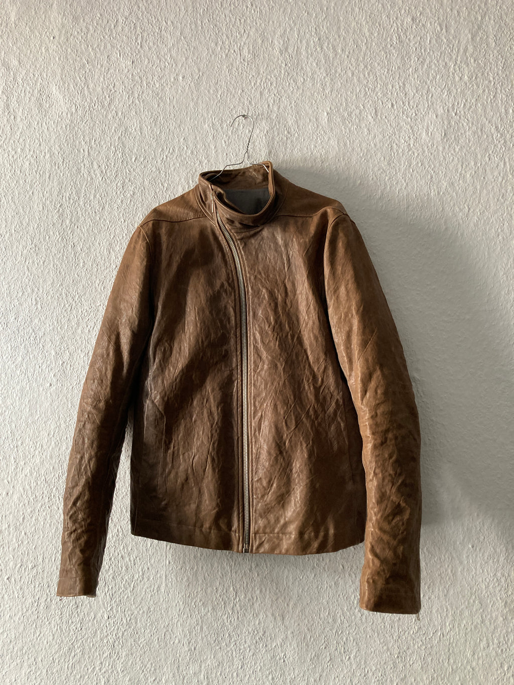F/W 09 “CRUST” Hammered Lamb Mollino Leather Jacket Dust L