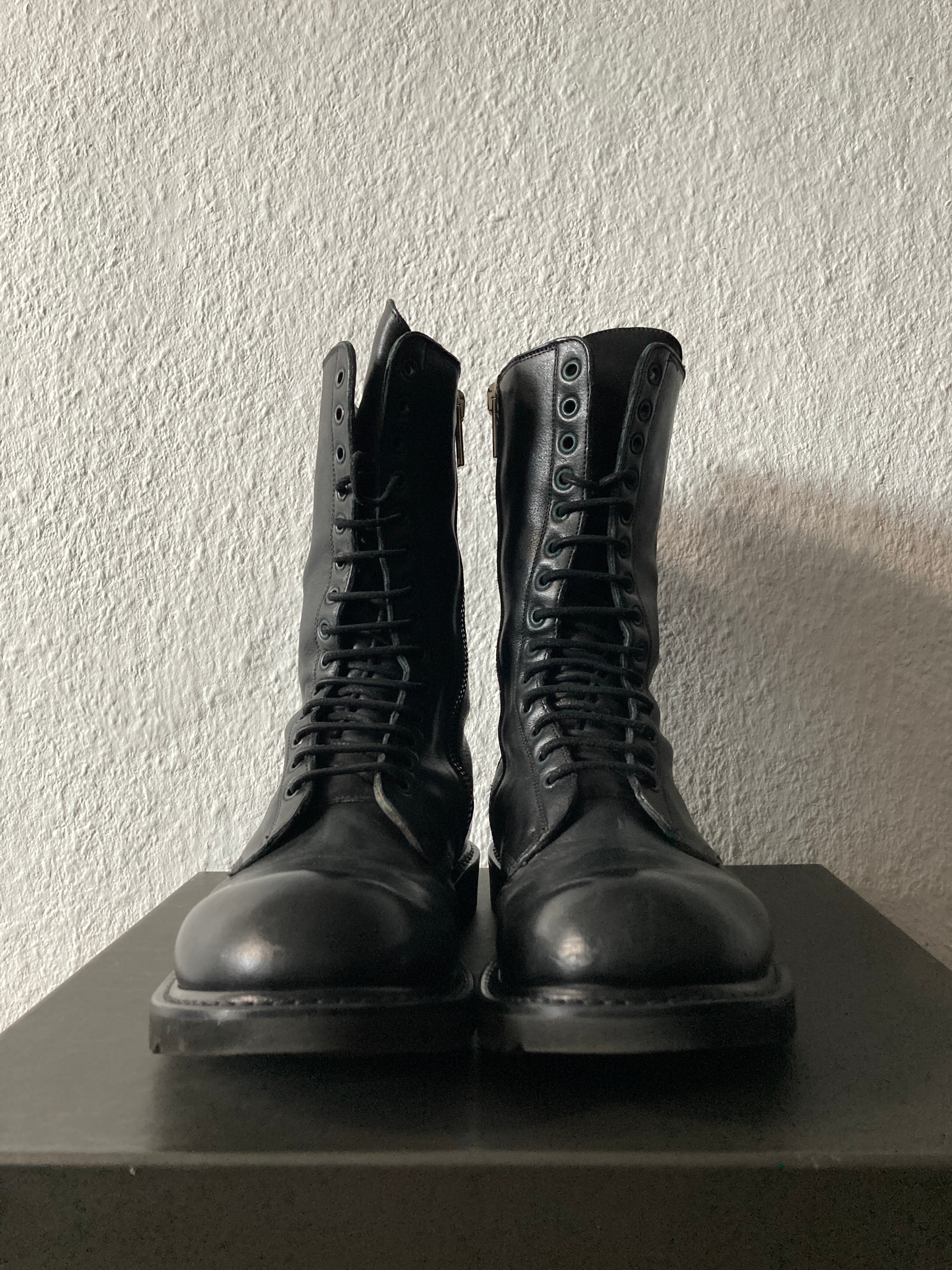 F/W 12 „MOUNTAIN“ Black Flat Sole Combat Boots IT44 Rick Owens