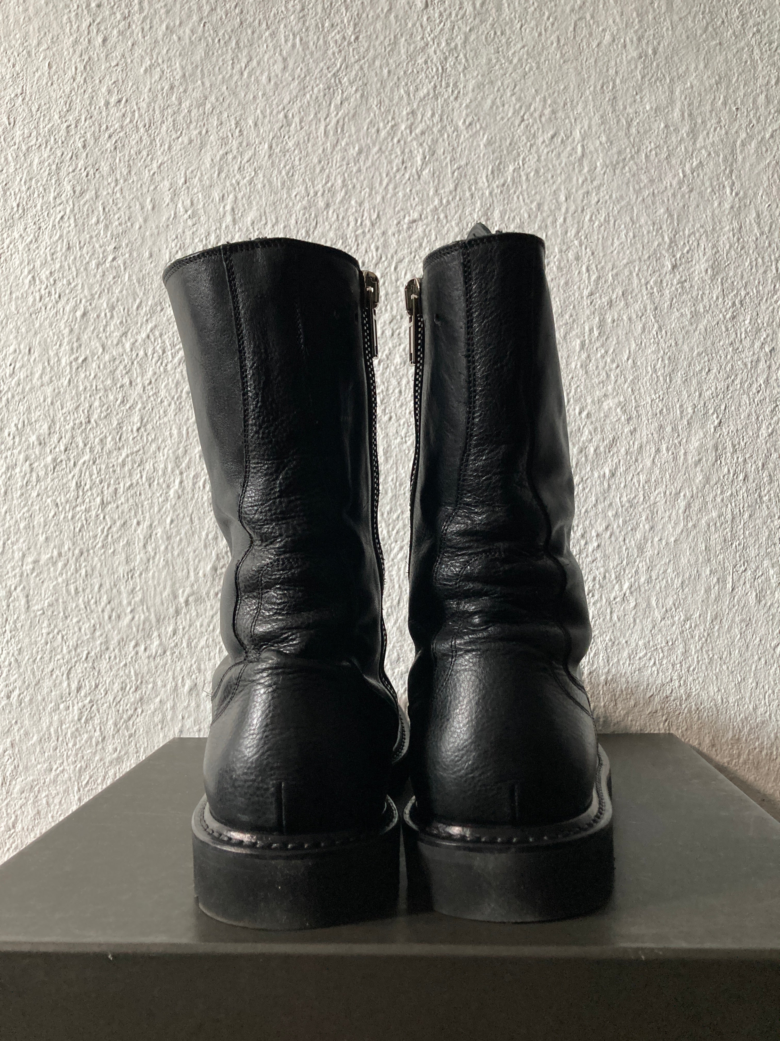 F/W 12 „MOUNTAIN“ Black Flat Sole Combat Boots IT44 Rick Owens