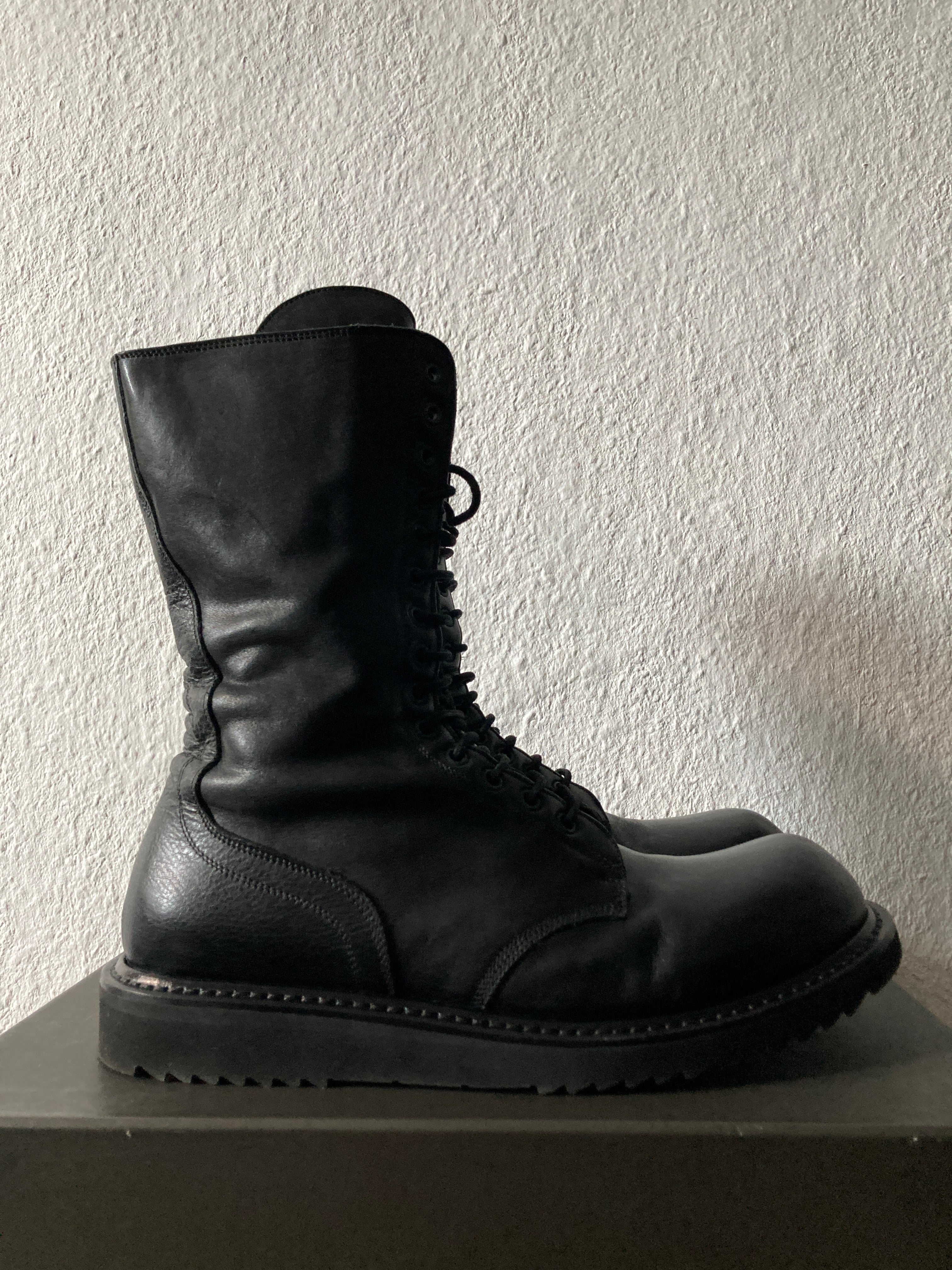 F/W 12 „MOUNTAIN“ Black Flat Sole Combat Boots IT44 Rick Owens