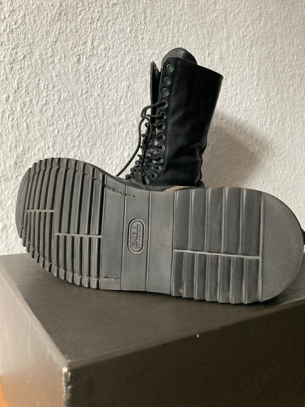 F/W 12 „MOUNTAIN“ Black Flat Sole Combat Boots IT44 Rick Owens