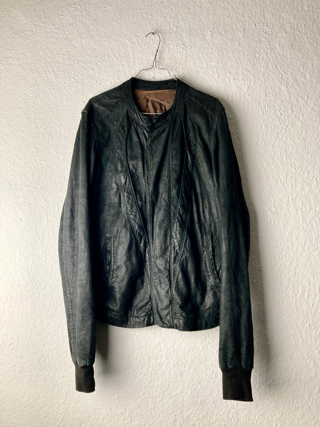 F/W 04 "QUEEN" Blistered Lamb Leather "Fogpocket" Jacket in Black and Size M