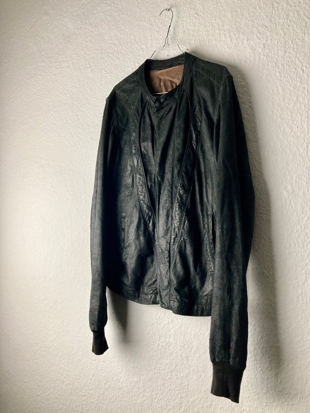 F/W 04 "QUEEN" Blistered Lamb Leather "Fogpocket" Jacket in Black and Size M