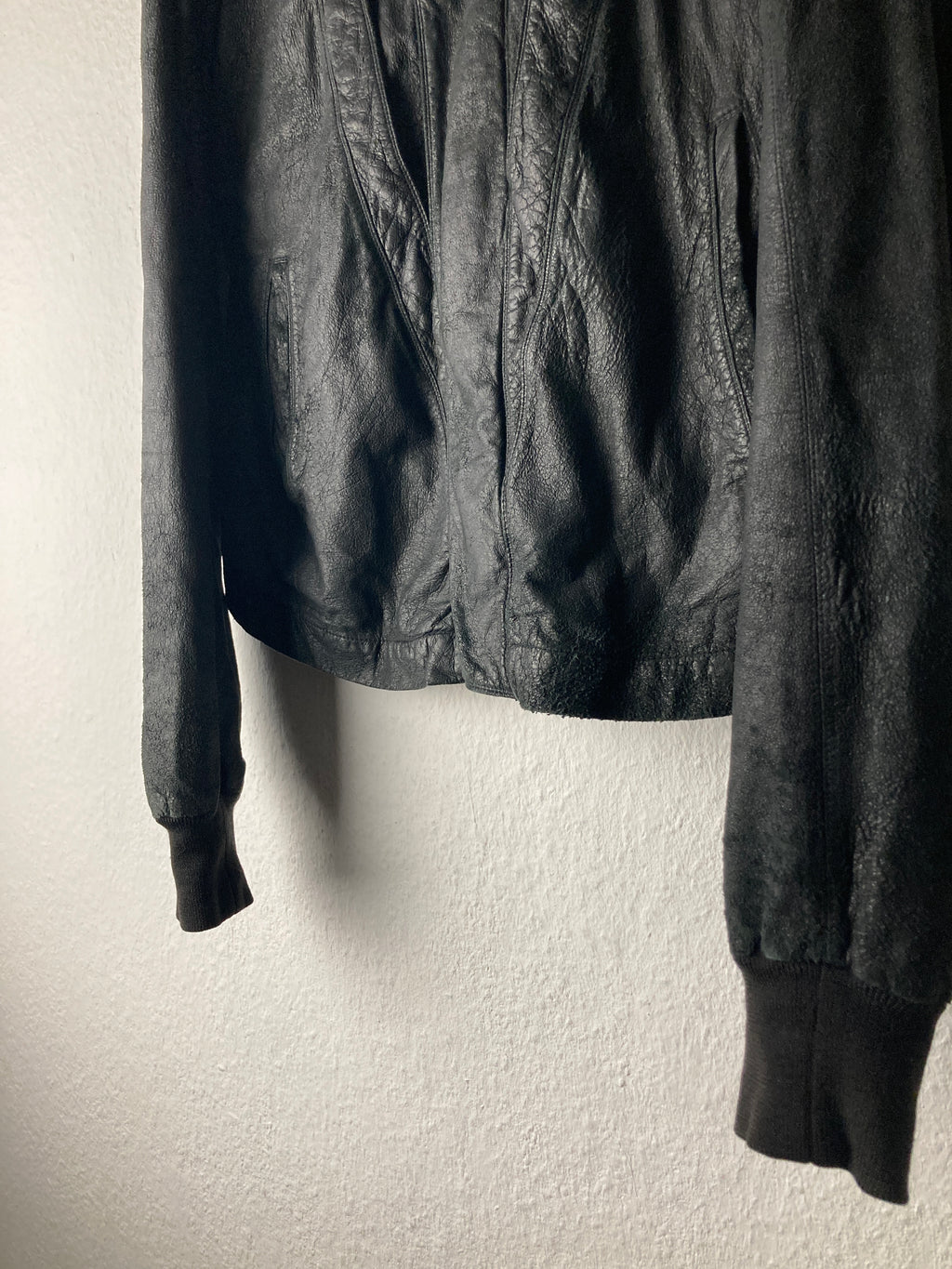 F/W 04 "QUEEN" Blistered Lamb Leather "Fogpocket" Jacket in Black and Size M