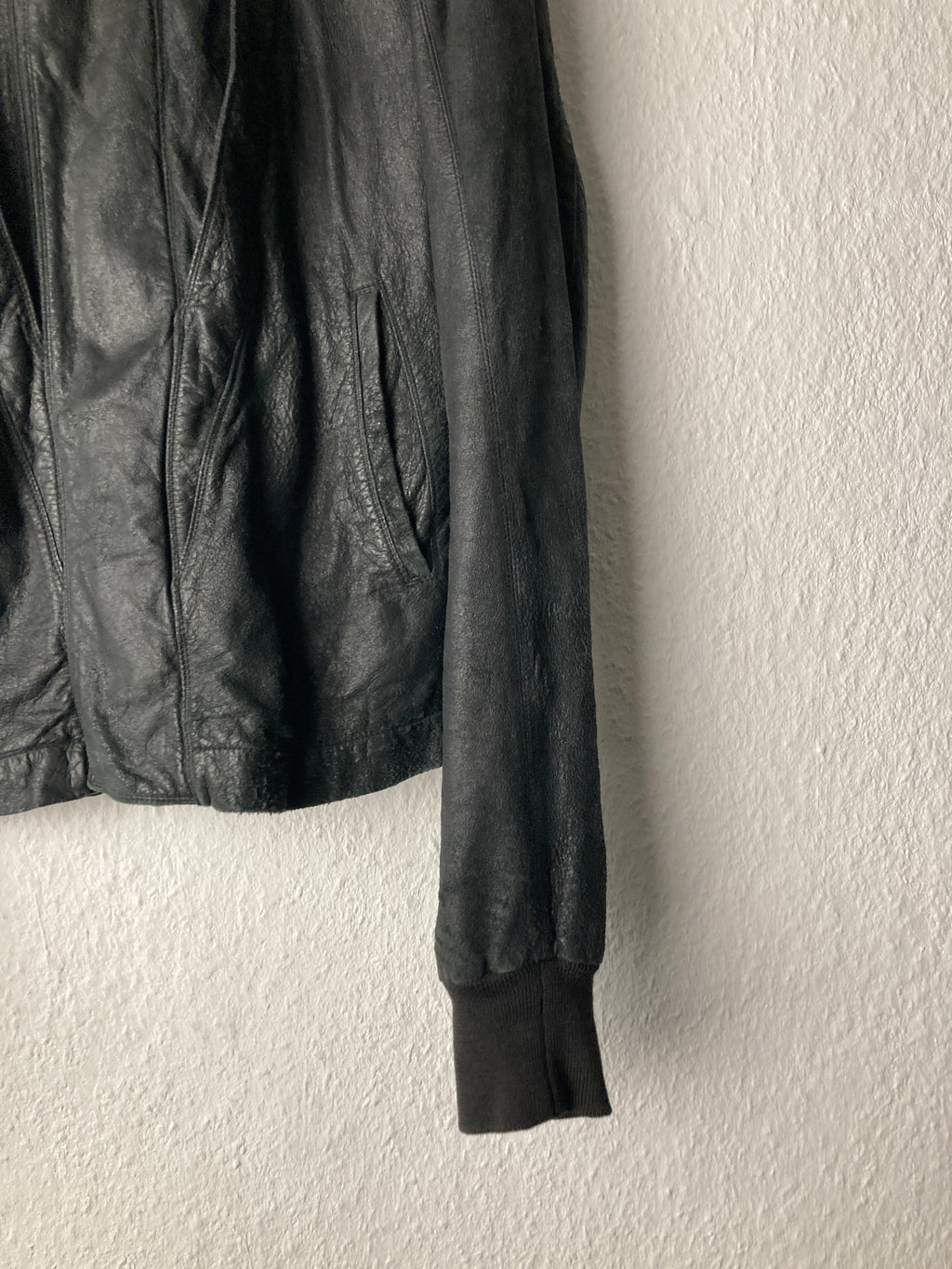 F/W 04 "QUEEN" Blistered Lamb Leather "Fogpocket" Jacket in Black and Size M