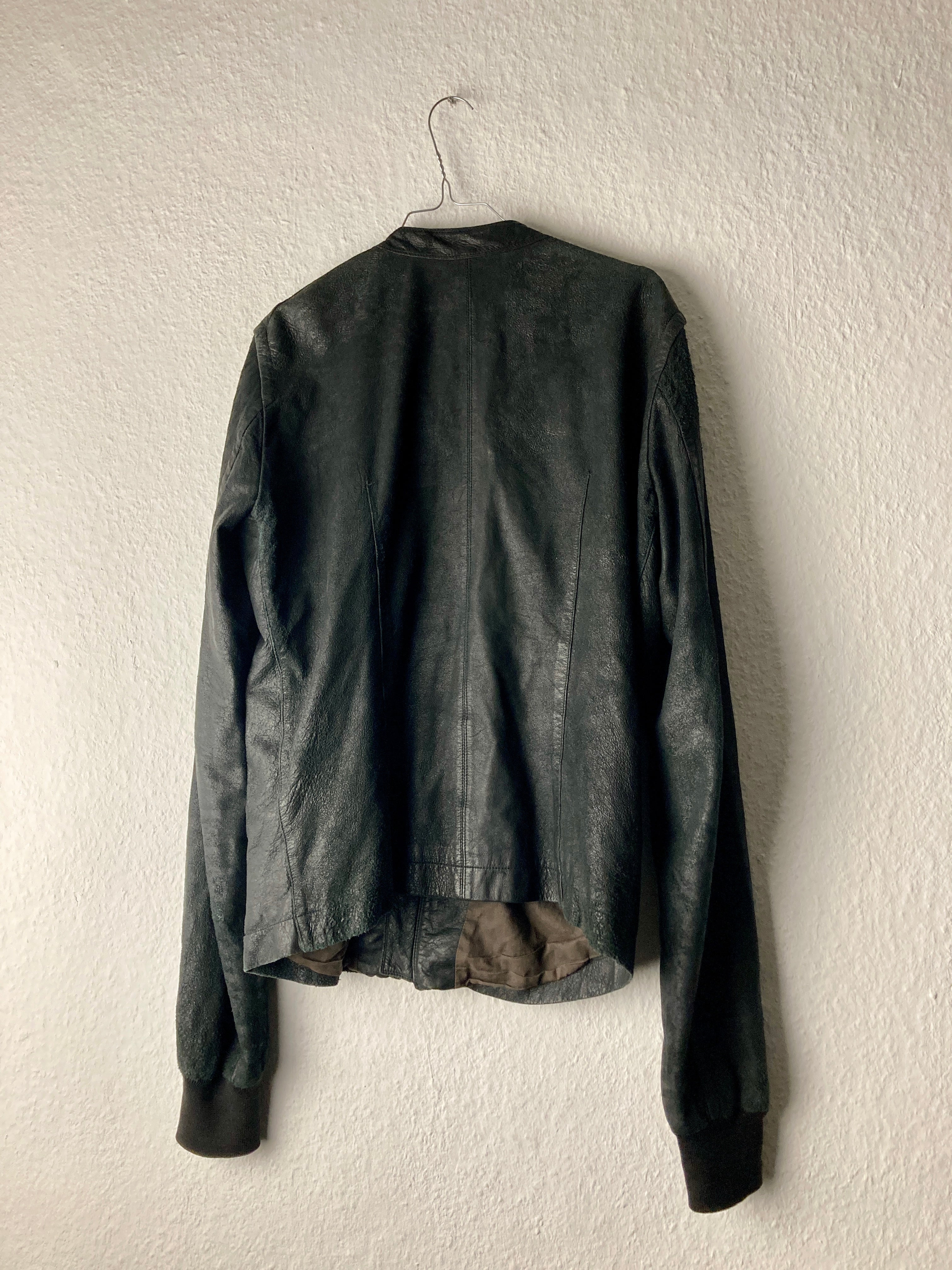 F/W 04 "QUEEN" Blistered Lamb Leather "Fogpocket" Jacket in Black and Size M