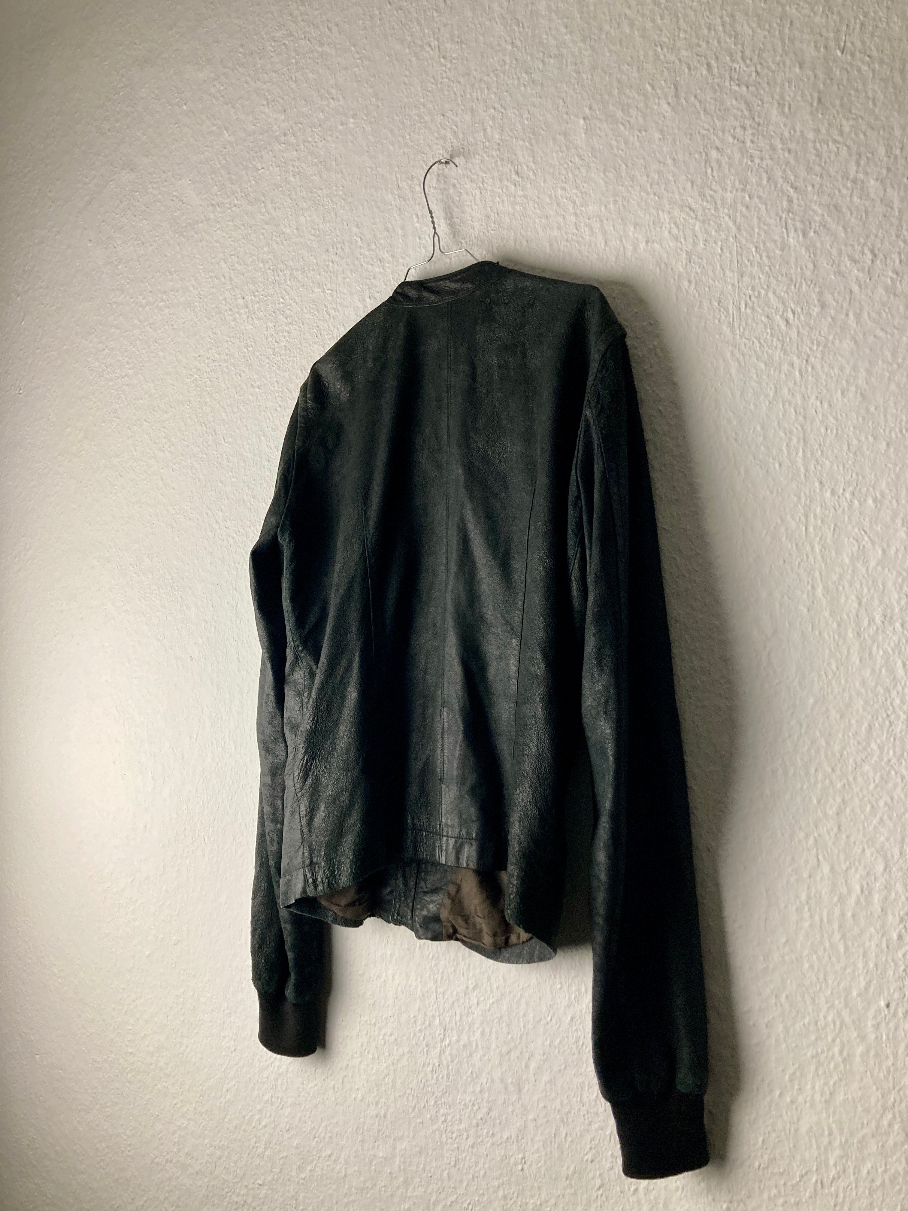 F/W 04 "QUEEN" Blistered Lamb Leather "Fogpocket" Jacket in Black and Size M