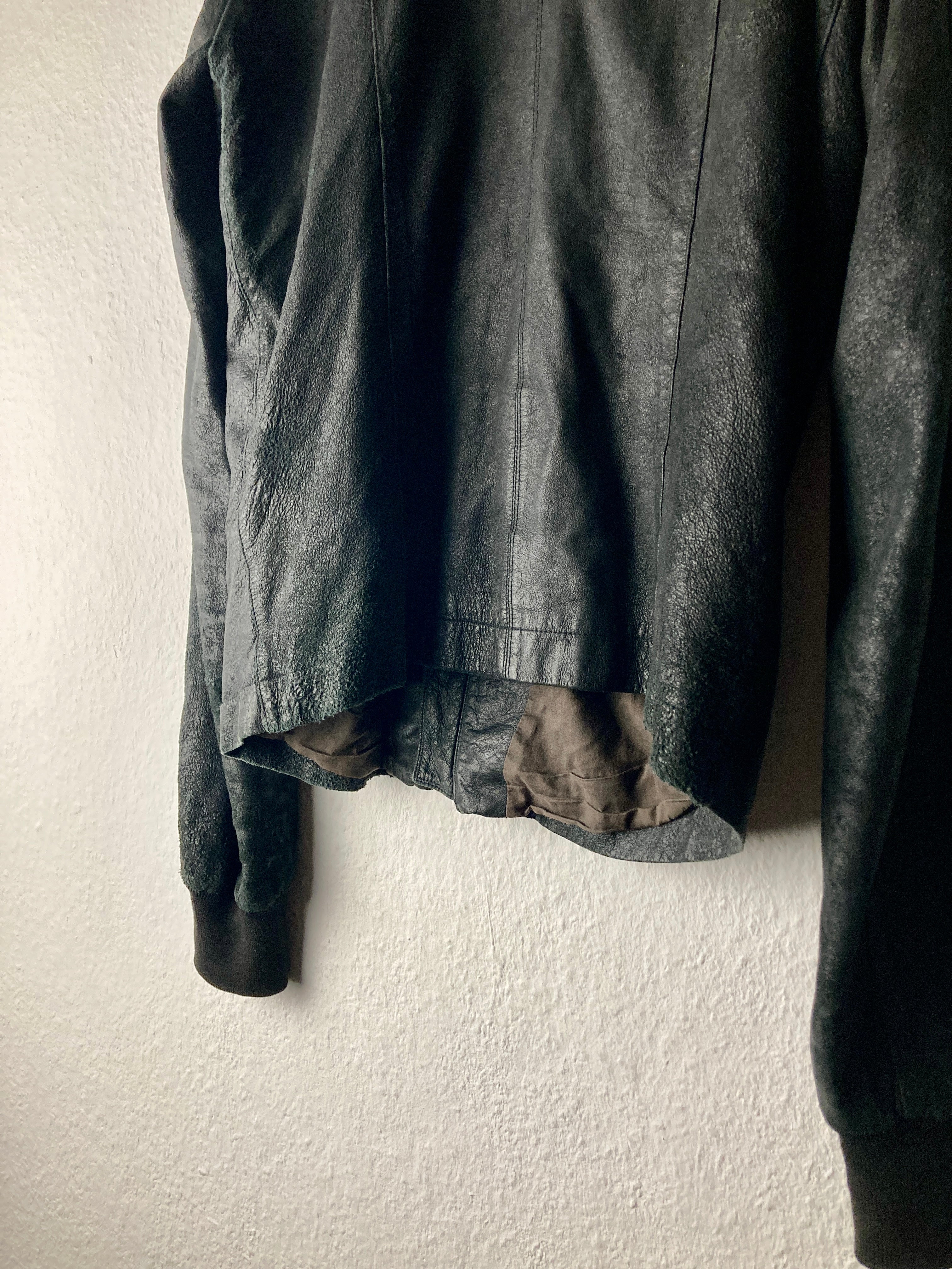 F/W 04 "QUEEN" Blistered Lamb Leather "Fogpocket" Jacket in Black and Size M