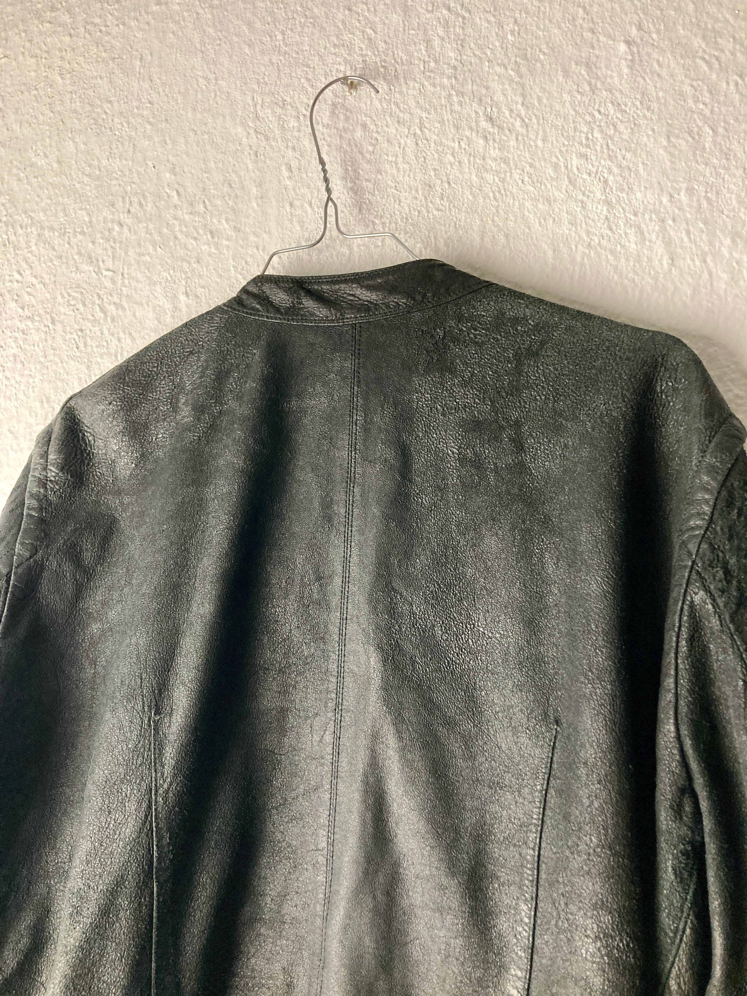 F/W 04 "QUEEN" Blistered Lamb Leather "Fogpocket" Jacket in Black and Size M