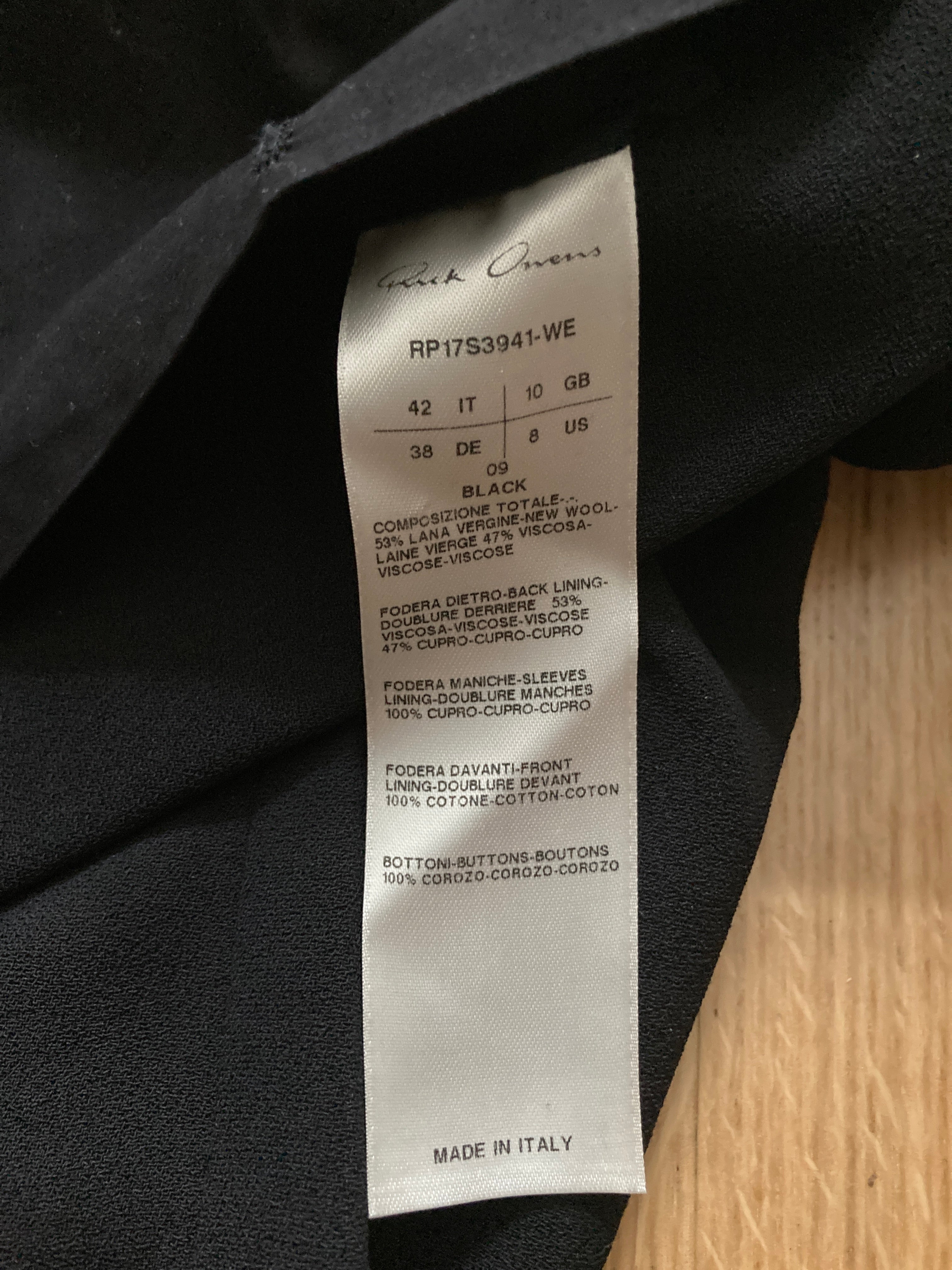 S/S 17 "WALRUS" Long Knife Wool Coat Rick Owens