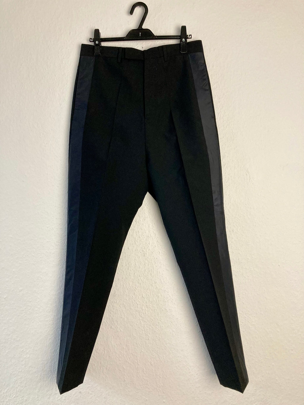 F/W 18 "SISYPHUS" Astaire Slim Fit Wool Tuxedo Trousers in Black Size 46/30