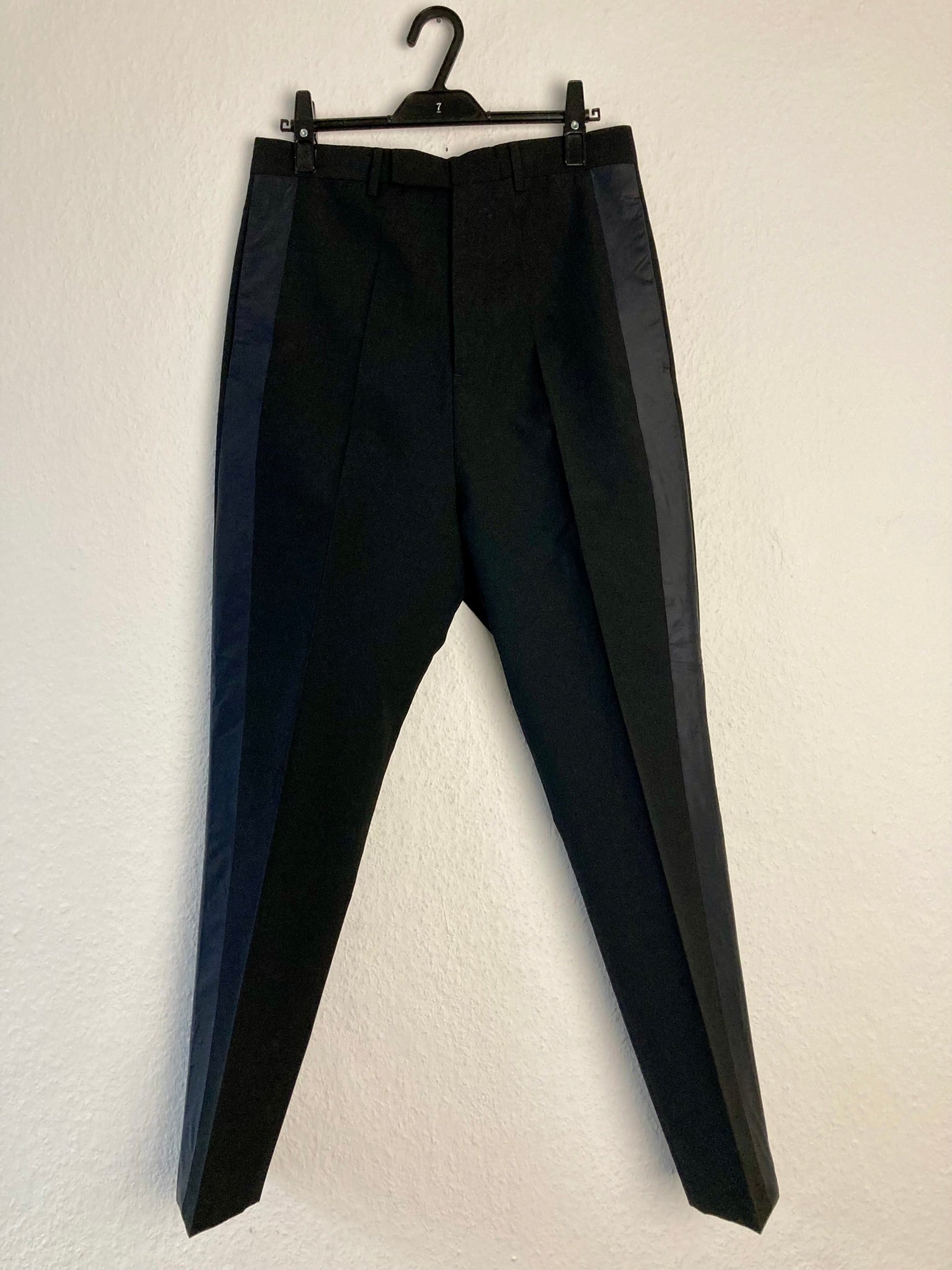 F/W 18 "SISYPHUS" Astaire Slim Fit Wool Tuxedo Trousers in Black Size 46/30