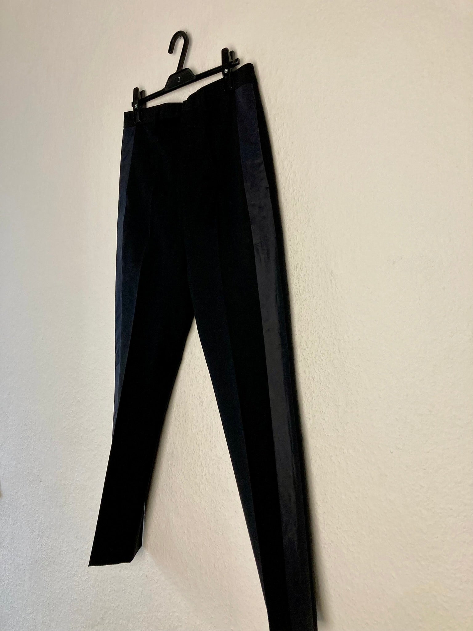 F/W 18 "SISYPHUS" Astaire Slim Fit Wool Tuxedo Trousers in Black Size 46/30