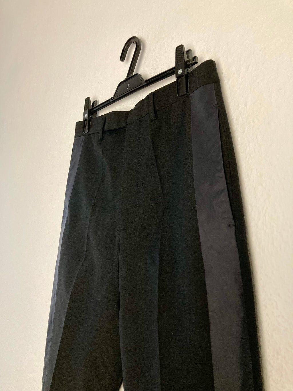 F/W 18 "SISYPHUS" Astaire Slim Fit Wool Tuxedo Trousers in Black Size 46/30