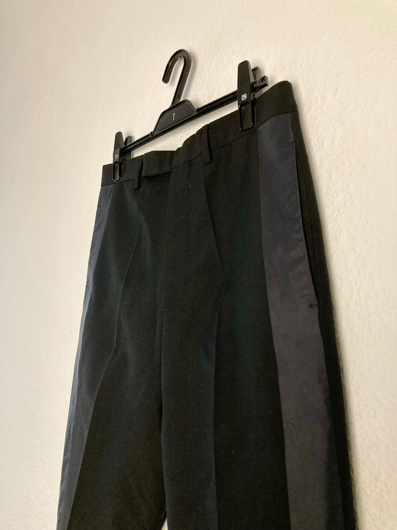 F/W 18 "SISYPHUS" Astaire Slim Fit Wool Tuxedo Trousers in Black Size 46/30